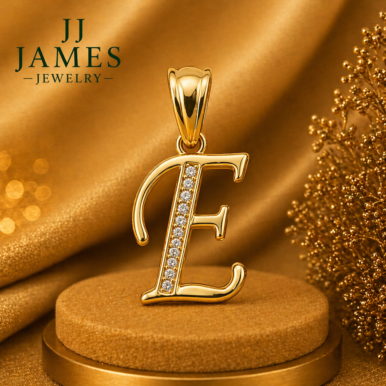 10K Yellow Gold Initial E Pendant – Personalized Letter Necklace Charm
