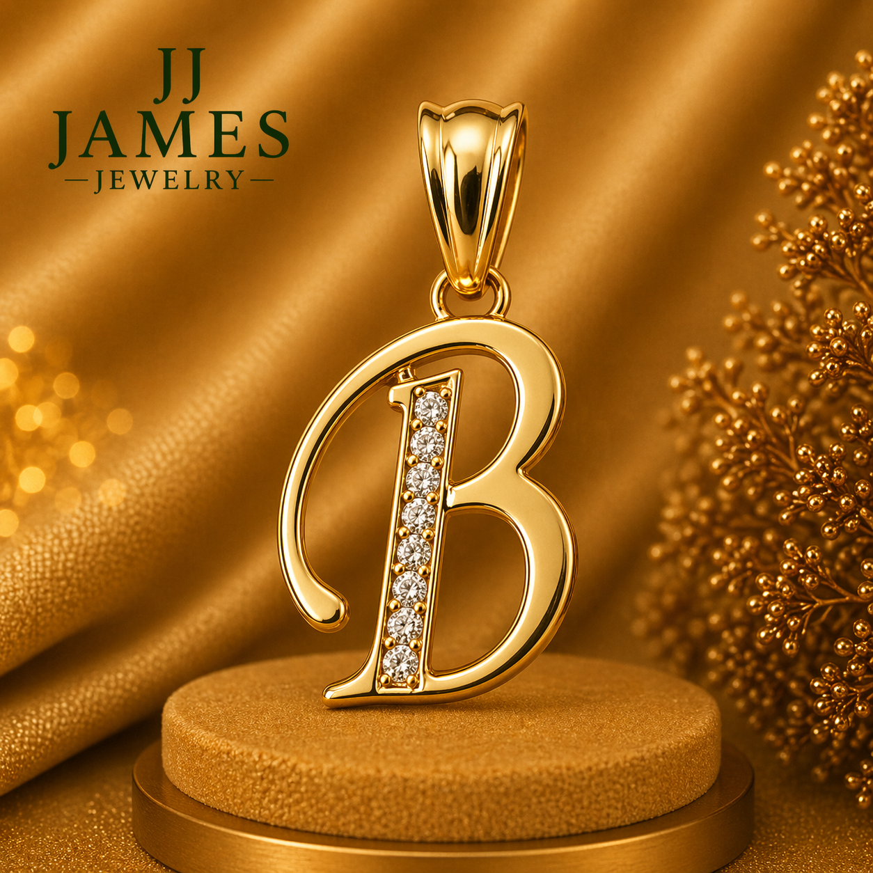 10K Yellow Gold Initial B Pendant – Personalized Letter Necklace Charm