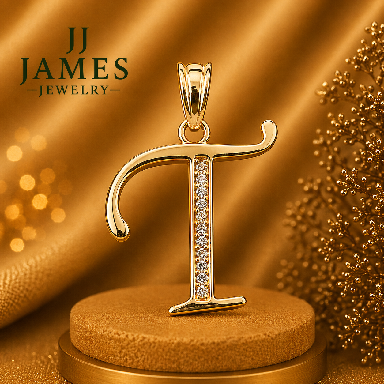 10K Yellow Gold Initial J Pendant – Personalized Letter Necklace Charm