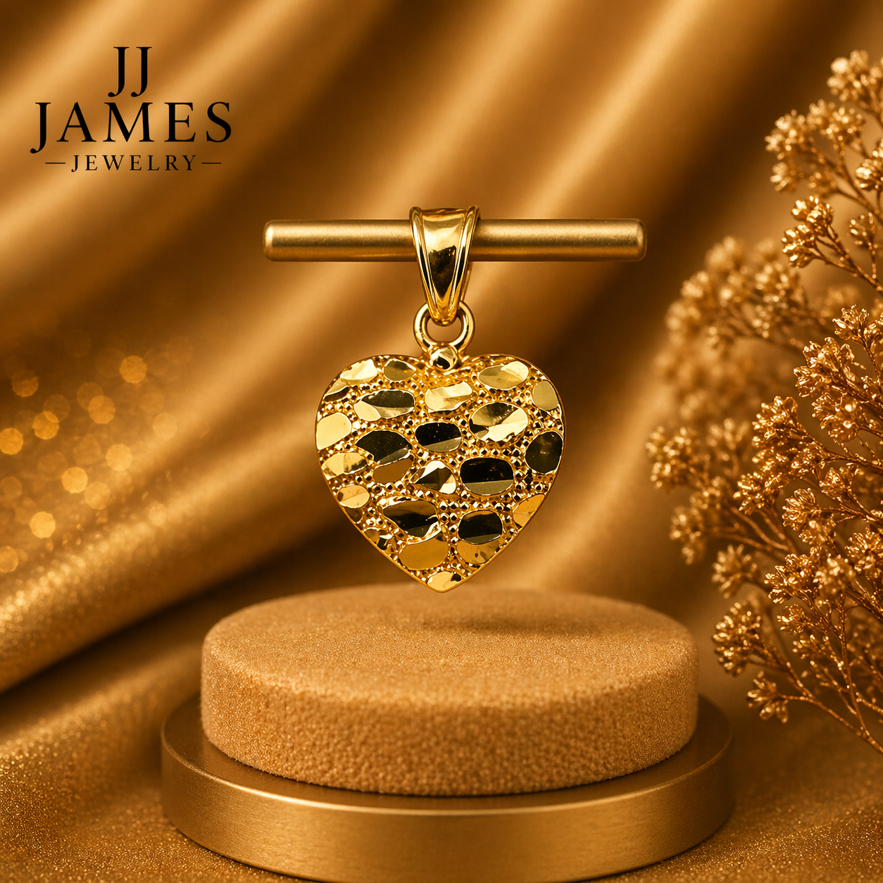14K Yellow Gold Heart Pendant – Classic Romantic Gold Necklace Charm