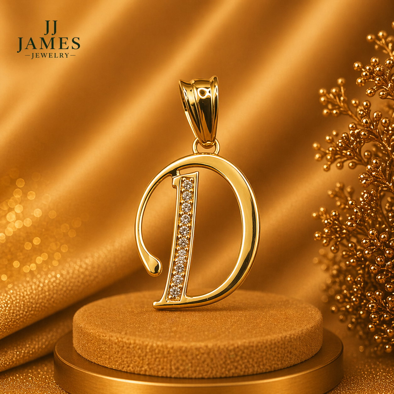 10K Yellow Gold Initial D Pendant – Personalized Letter Necklace Charm