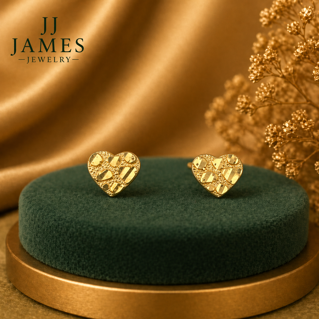 10K Yellow Gold Heart Earrings – Classic Elegant Stud Earrings