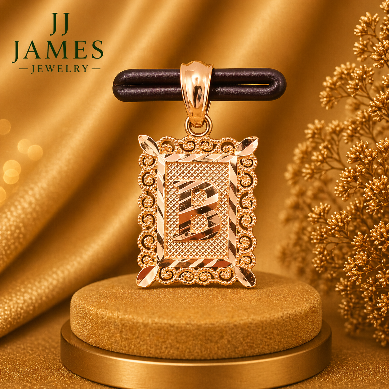 10K Yellow Gold Initial B Pendant – Personalized Letter Necklace Charm