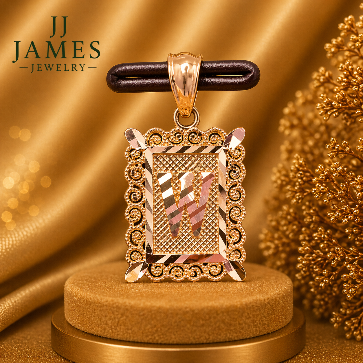 10K Yellow Gold Initial W Pendant – Personalized Letter Necklace Charm