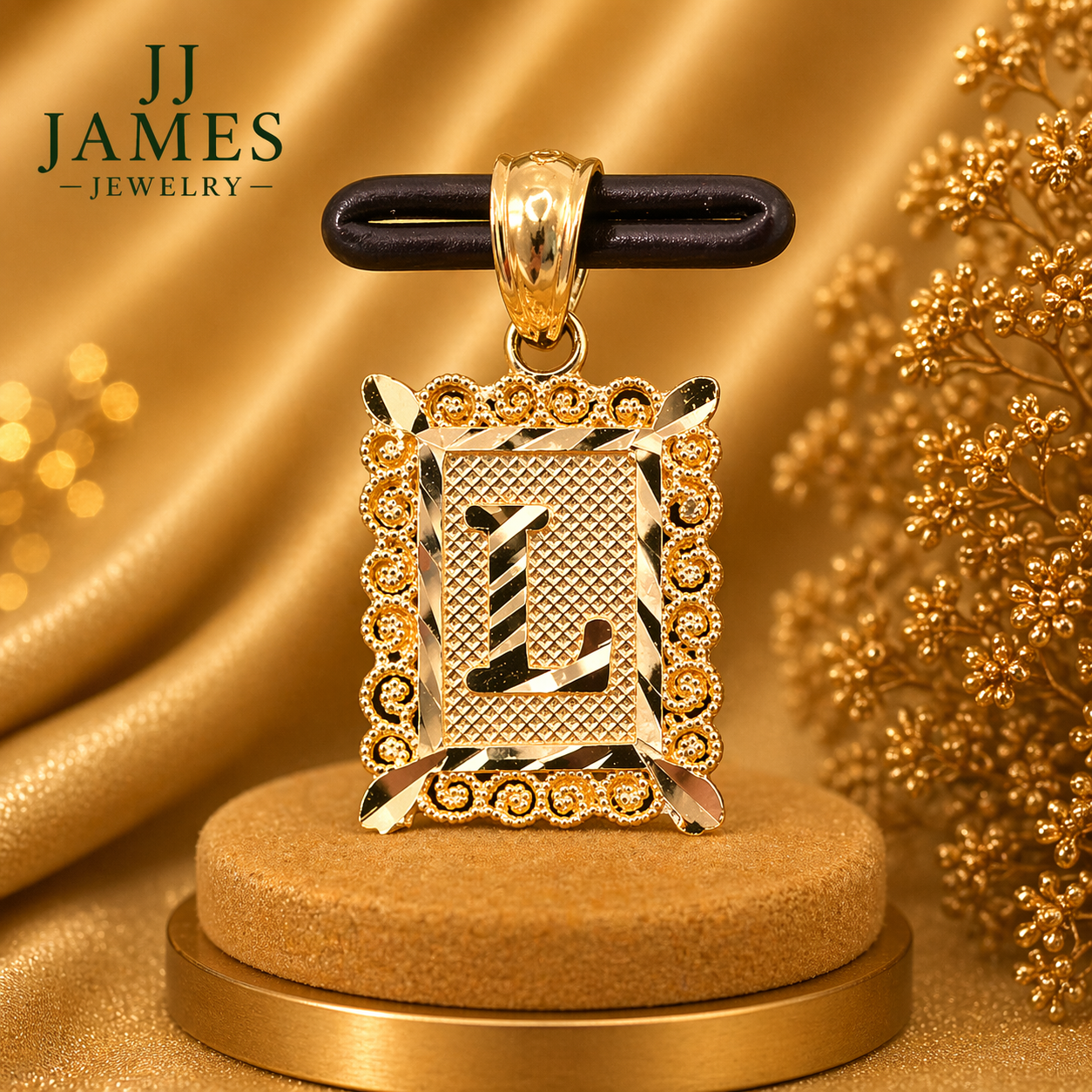 10K Yellow Gold Initial L Pendant – Personalized Letter Necklace Charm