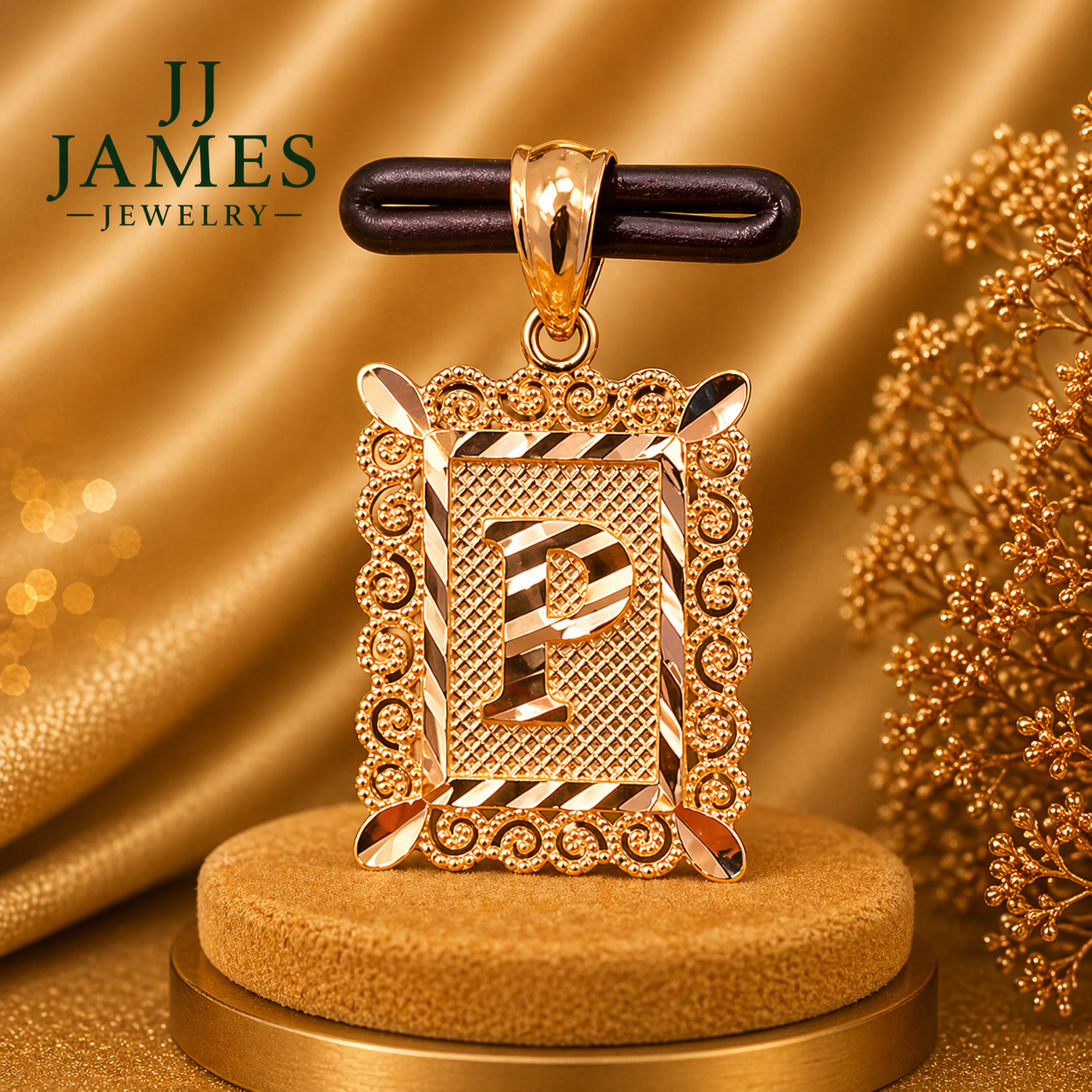 10K Yellow Gold Initial P Pendant – Personalized Letter Necklace Charm