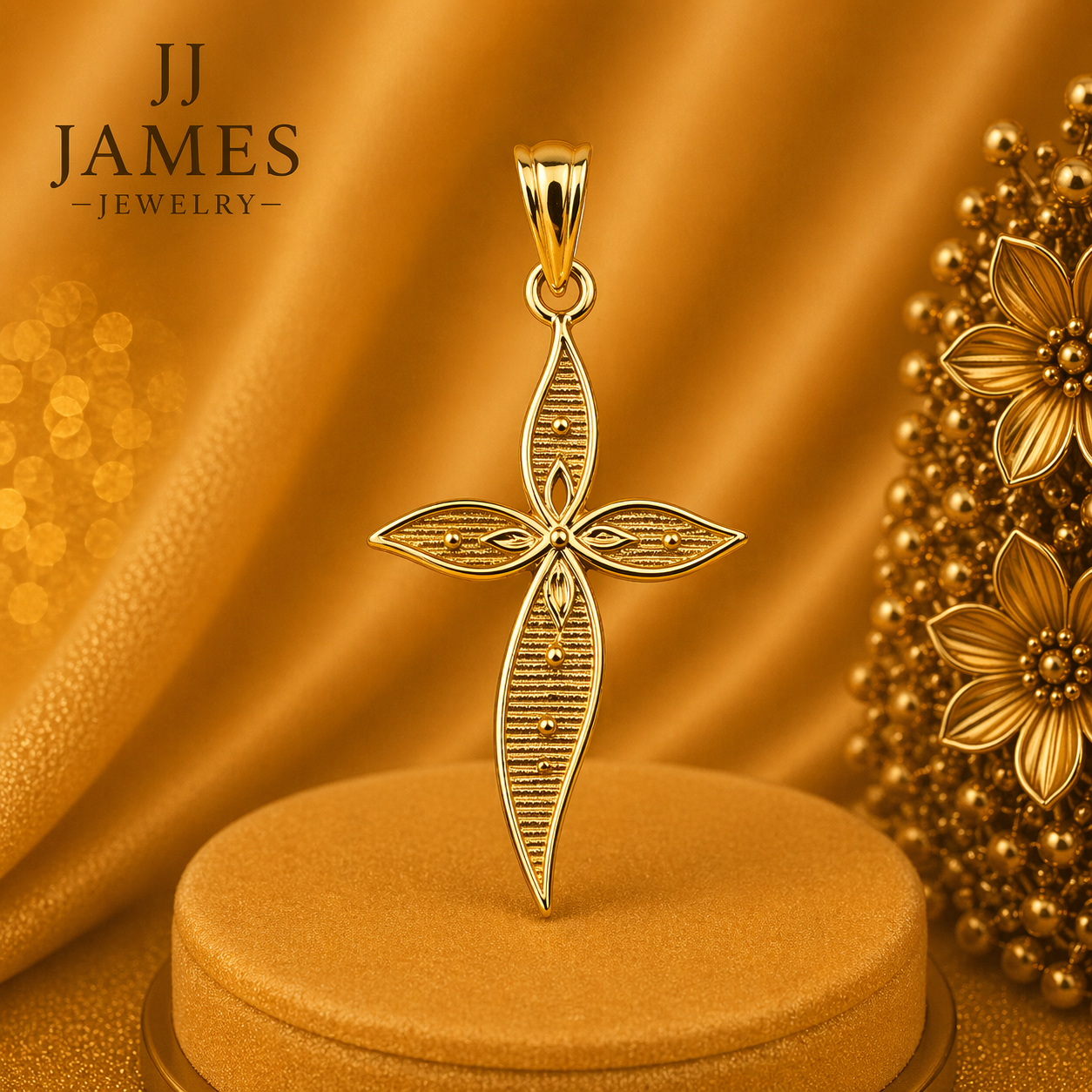 10K Yellow Gold Cross Pendant – Classic Religious Gold Necklace Charm