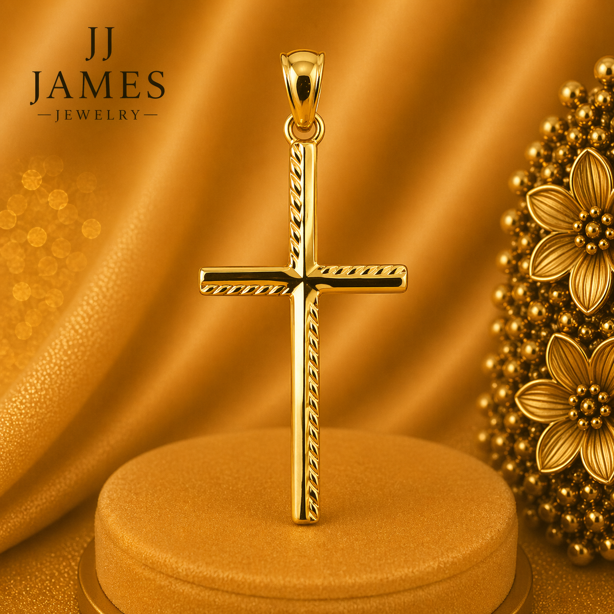 10K Yellow Gold Cross Pendant – Classic Religious Gold Necklace Charm