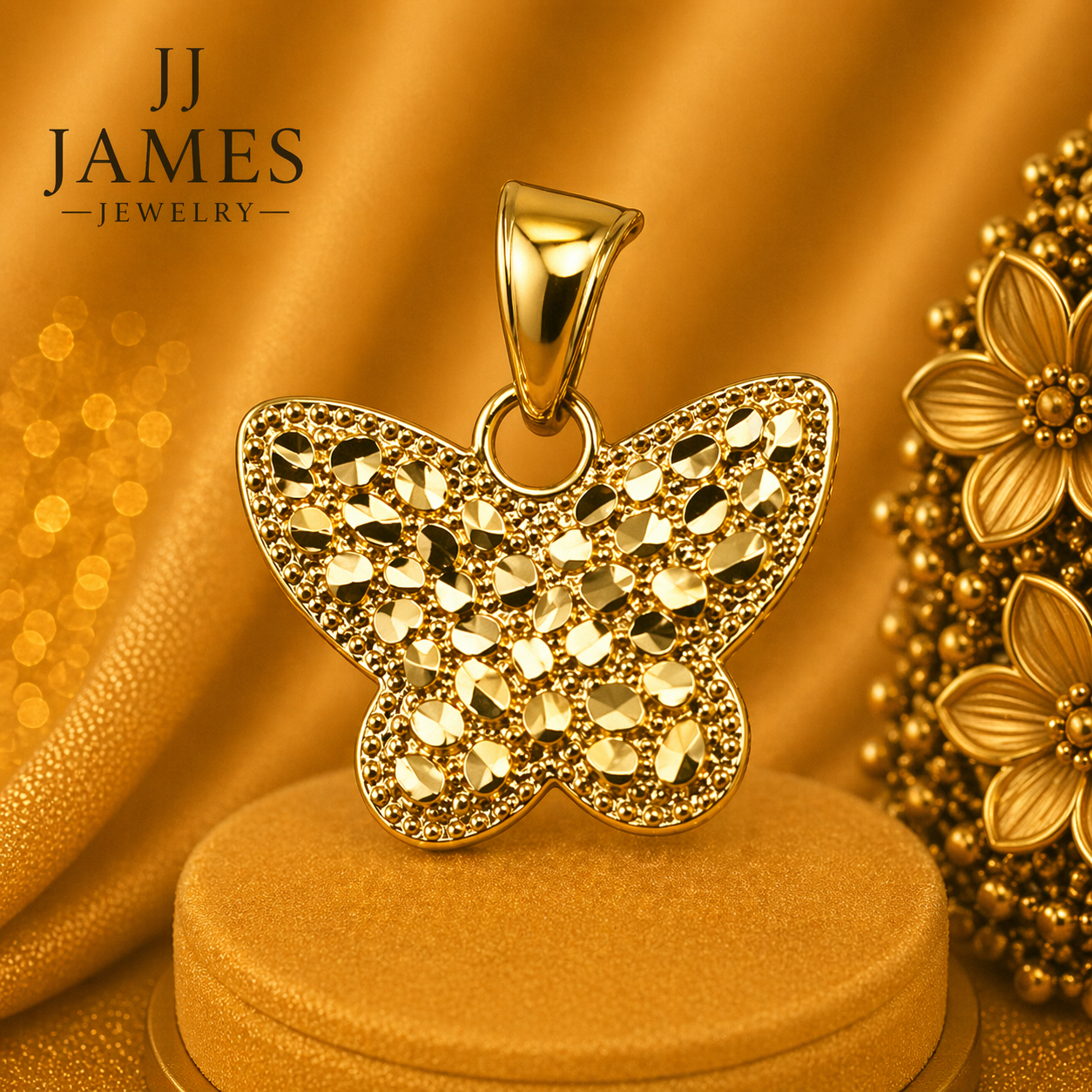 14K Yellow Gold Butterfly Pendant – Elegant Nature-Inspired Gold Necklace Charm