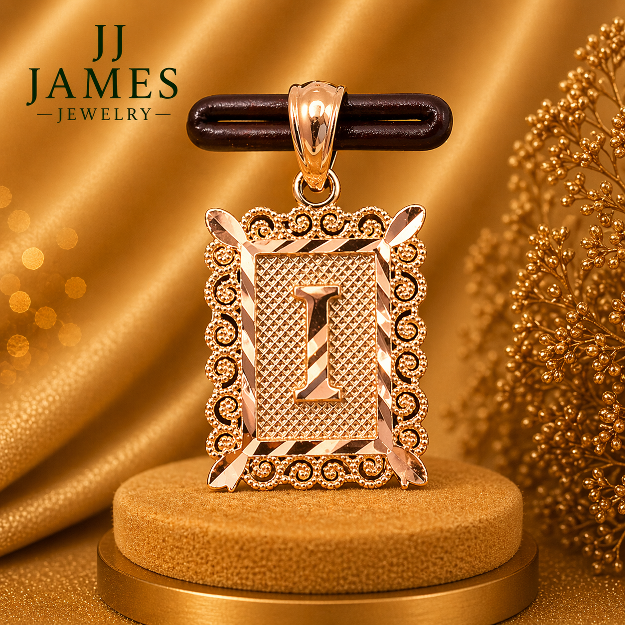 10K Yellow Gold Initial I Pendant – Personalized Letter Necklace Charm