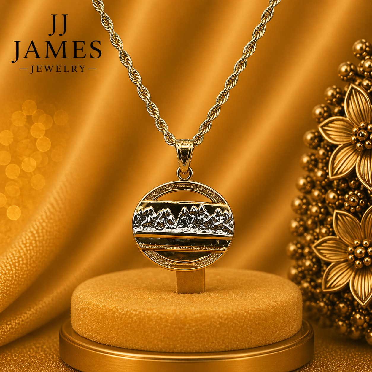 14K Yellow Gold Holy Supper Pendant – Religious Last Supper Gold Necklace Charm
