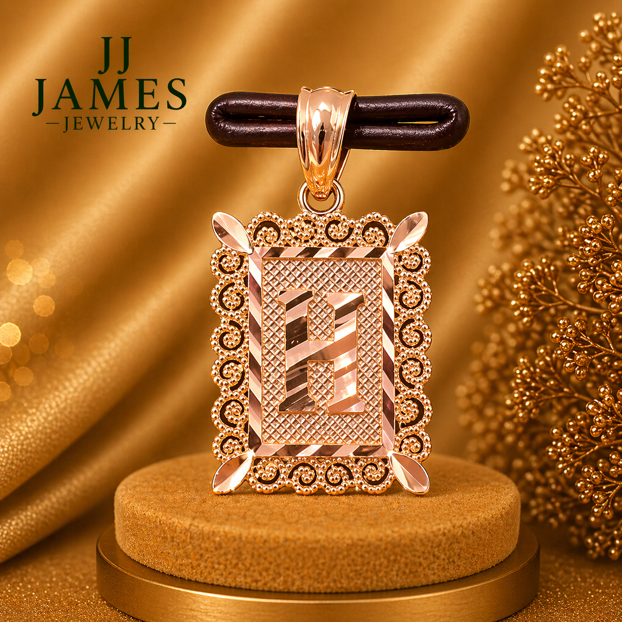 10K Yellow Gold Initial H Pendant – Personalized Letter Necklace Charm