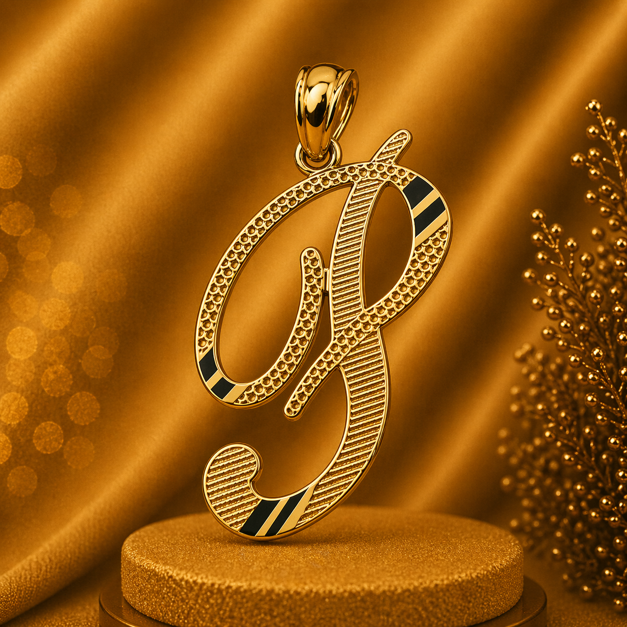 14K Yellow Gold Initial P Pendant – Personalized Letter Gold Necklace Charm