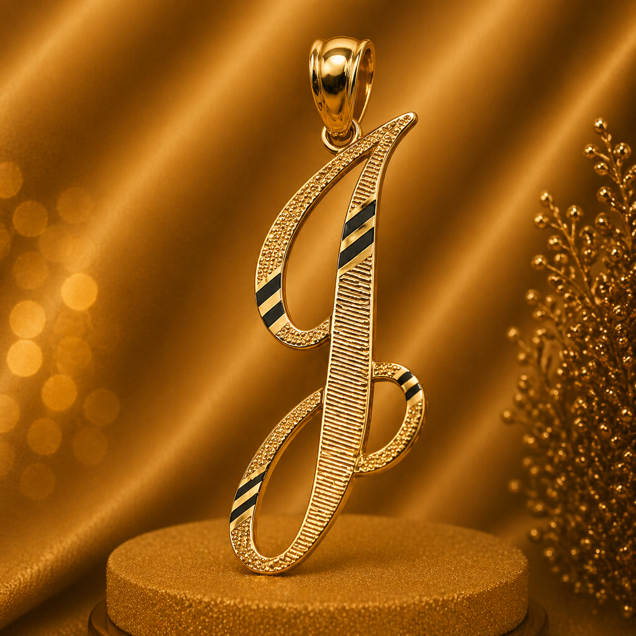 14K Yellow Gold Initial J Pendant – Personalized Letter Gold Necklace Charm