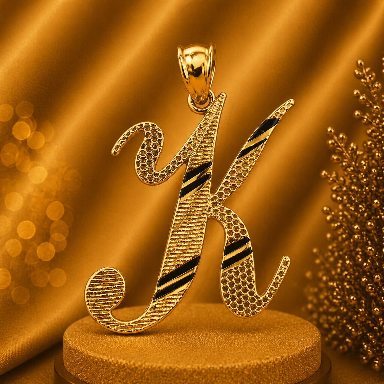 14K Yellow Gold Initial K Pendant – Personalized Letter Gold Necklace Charm
