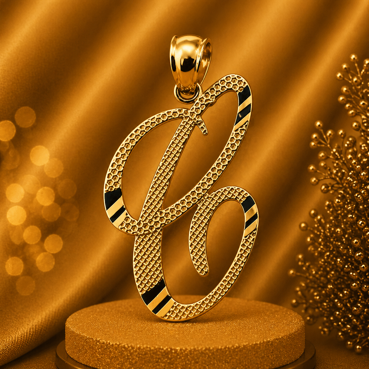 14K Yellow Gold Initial C Pendant – Personalized Letter Gold Necklace Charm
