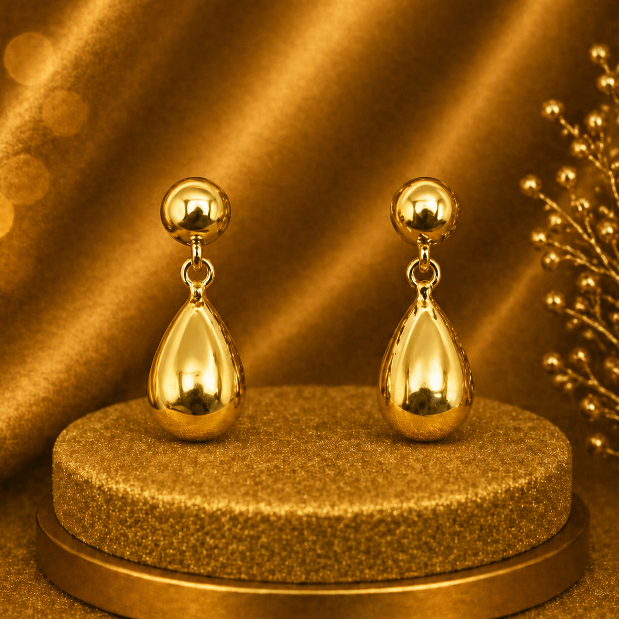 10K Yellow Gold Drop Earrings – Elegant Dangle Gold Earrings Jewelry