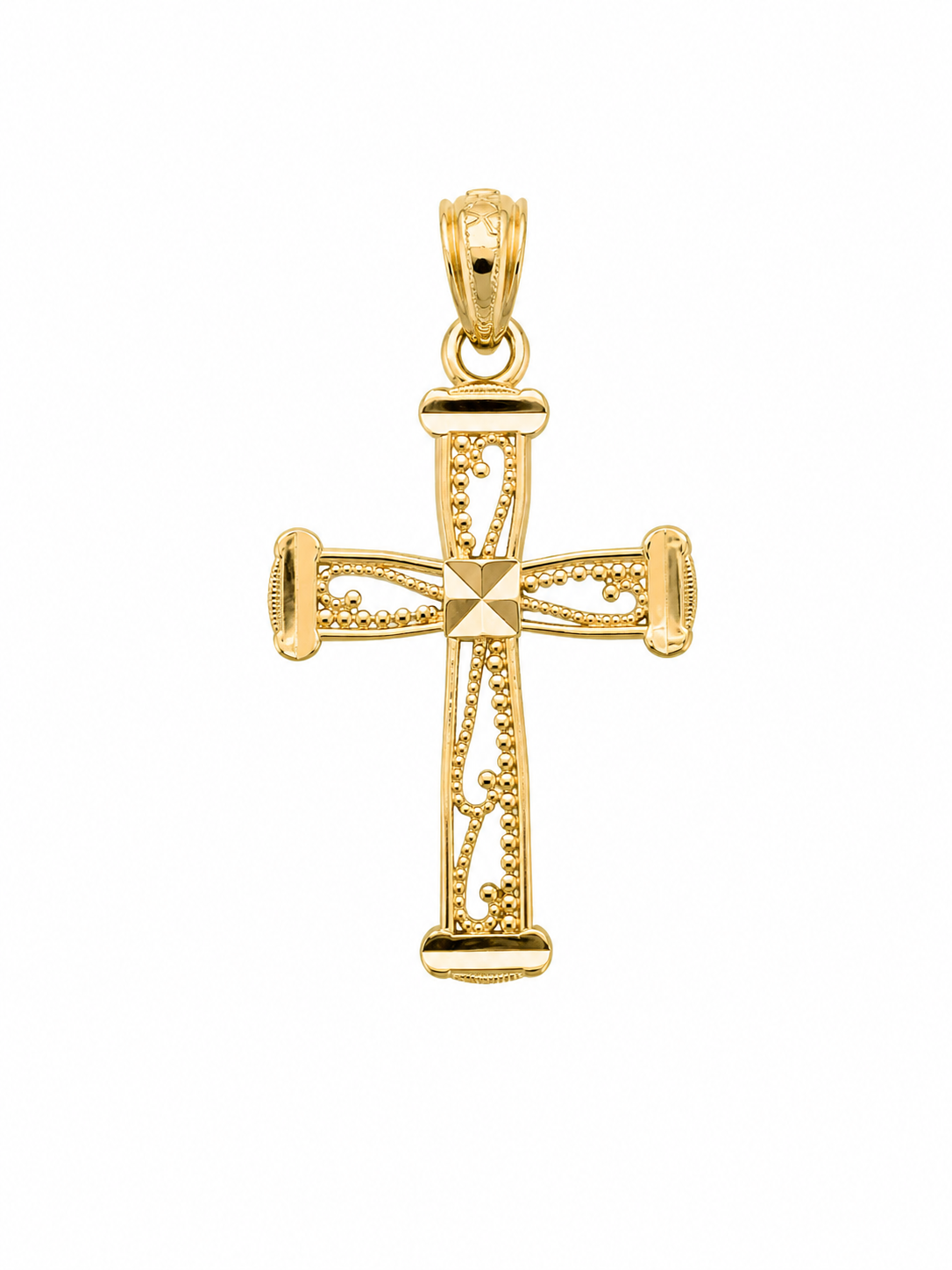10K Yellow Gold Cross Pendant – Classic Religious Faith Necklace Charm