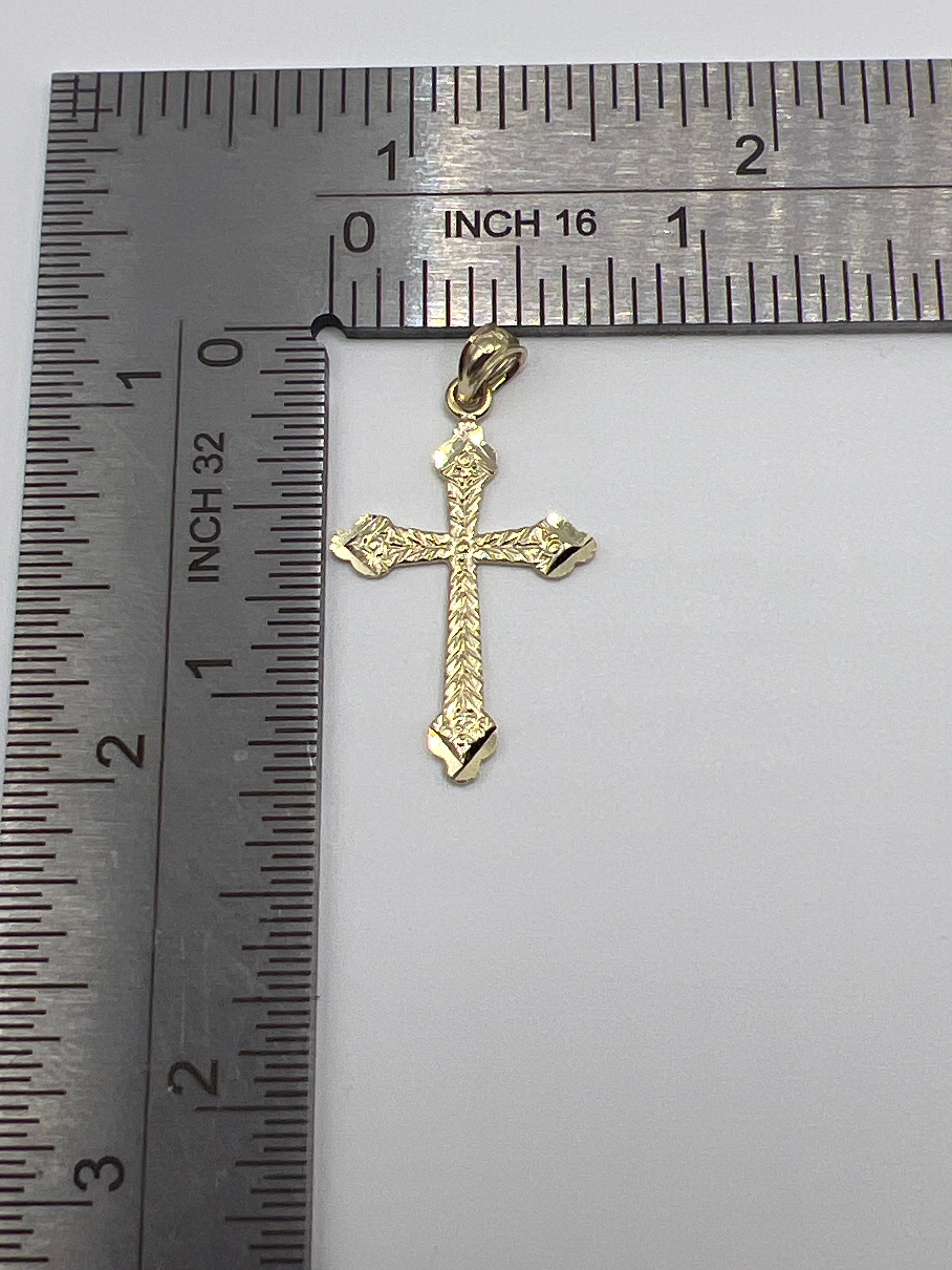 10K Yellow Gold Cross Pendant – Classic Faith Religious Necklace Charm