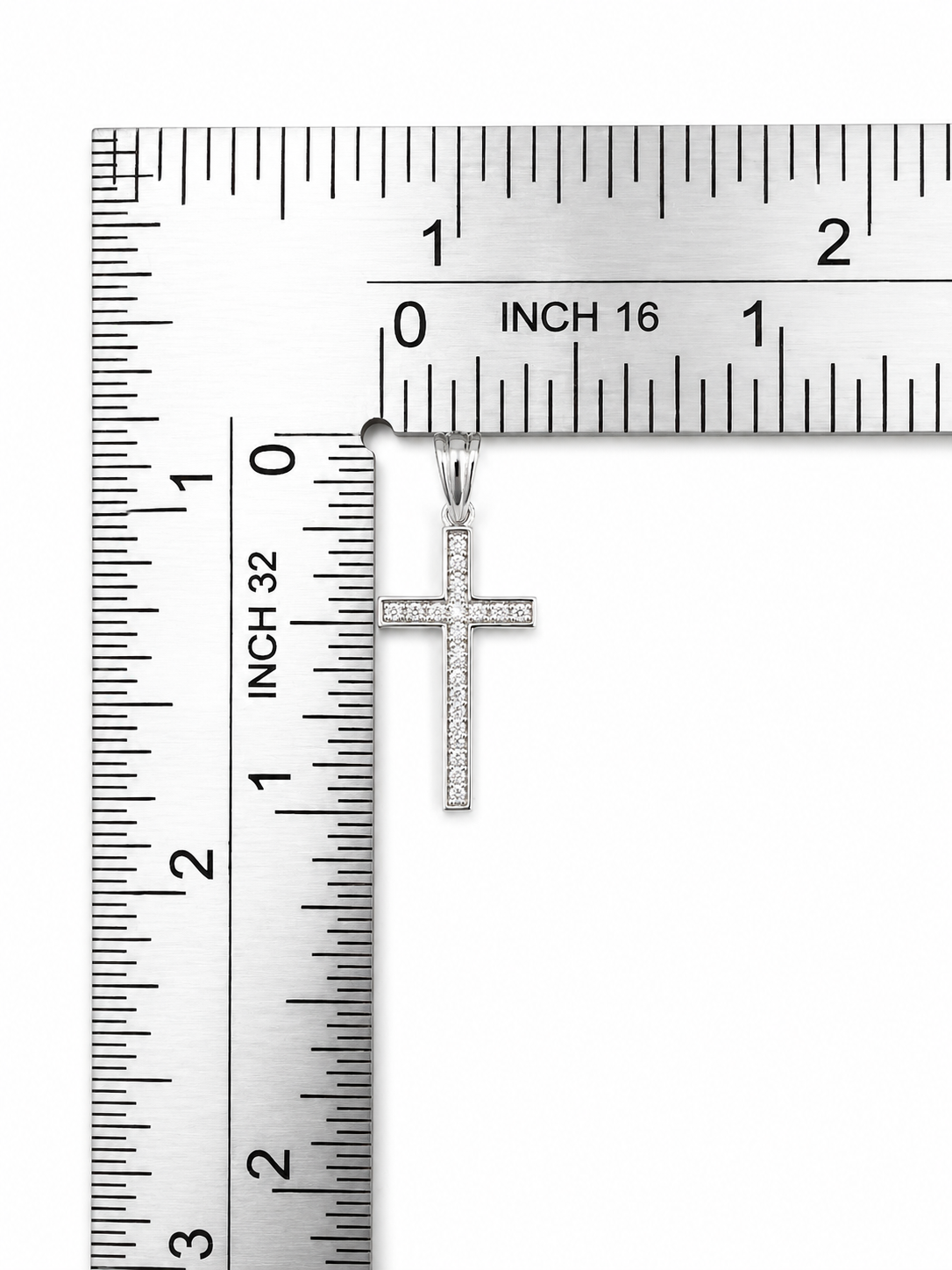 925 Sterling Silver Moissanite Cross Pendant – 1mm Stones – D Color – 0.005 CT Each