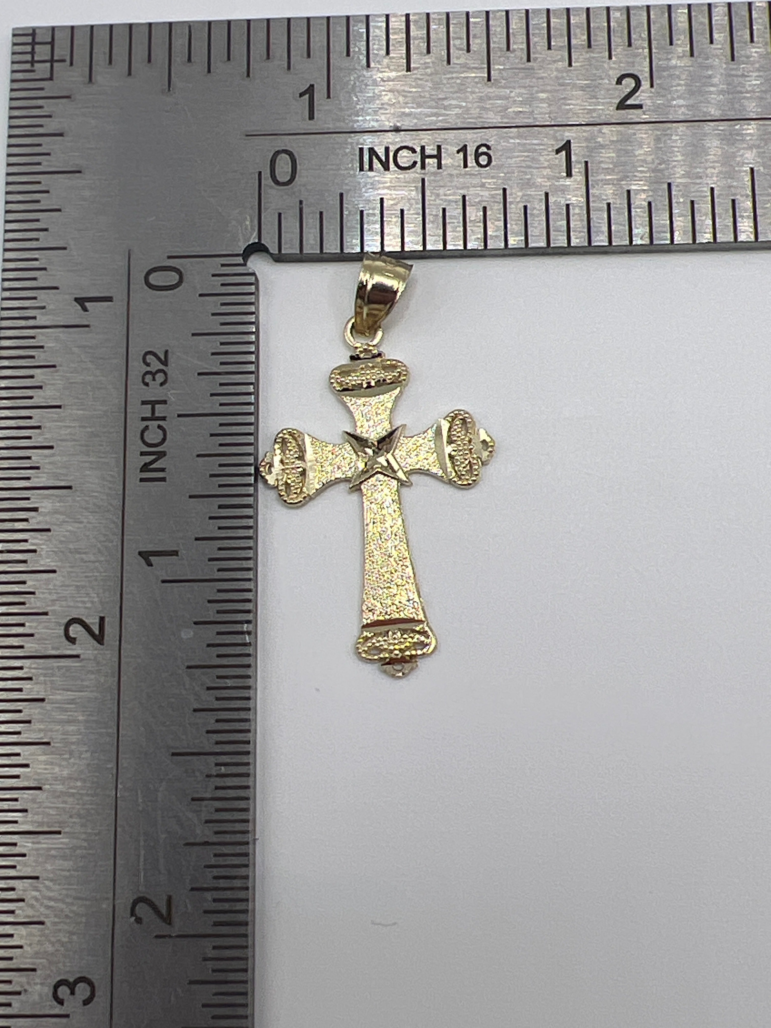 10K Yellow Gold Cross Pendant – Classic Faith Religious Necklace Charm