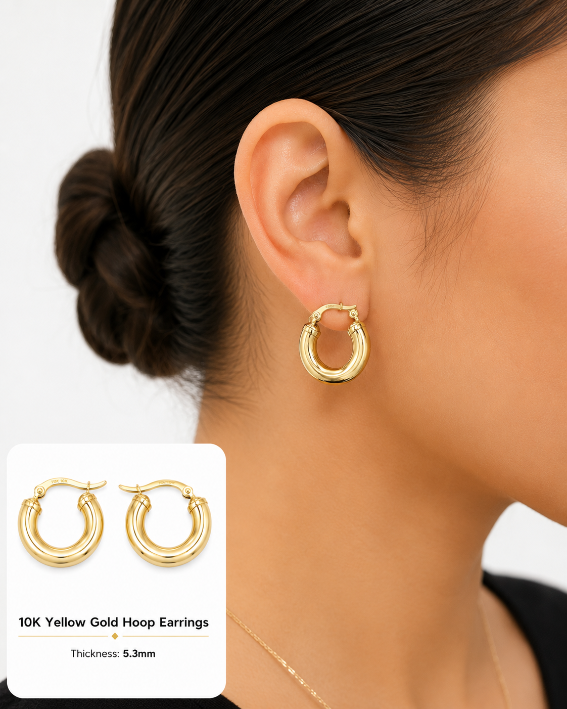 10K Yellow Gold Classic Hoop Earrings – 5.3mm