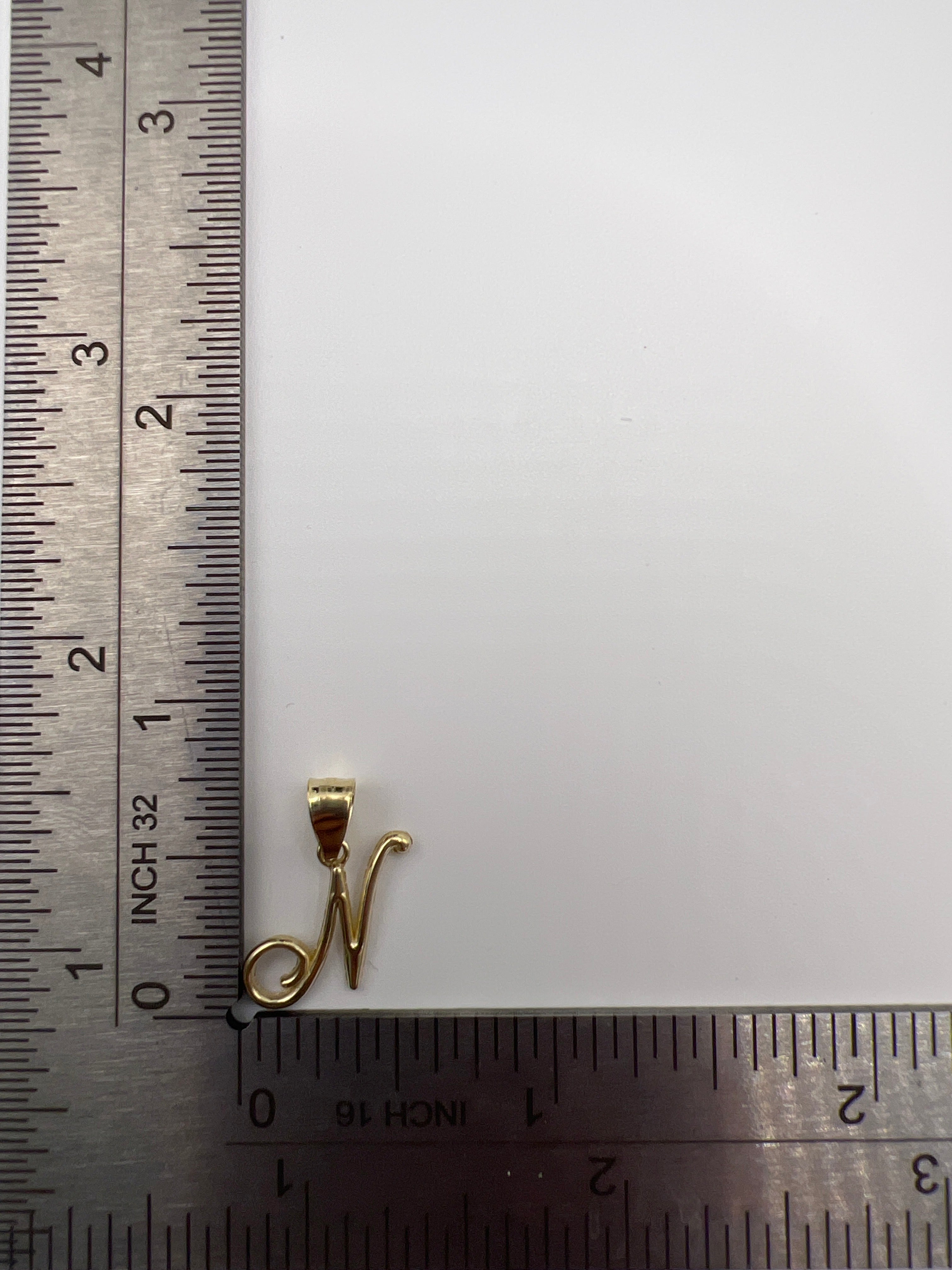 10K Yellow Gold Initial N Pendant – Personalized Letter Necklace Charm