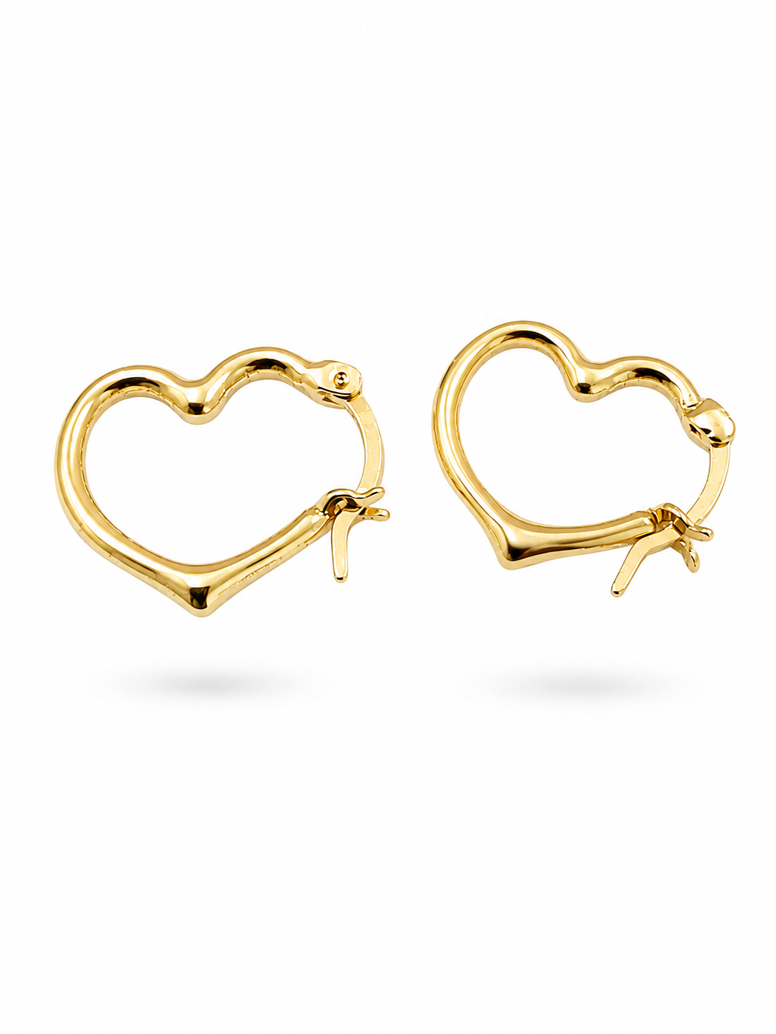 10K Yellow Gold Heart Hoop Earrings | Heart-Shaped Yellow Gold Hoops