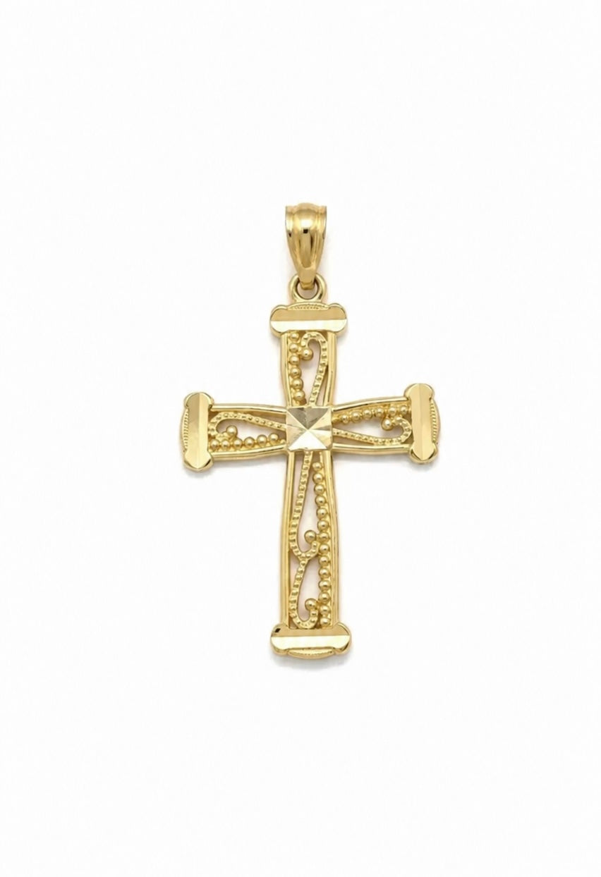 10K Yellow Gold Cross Pendant – Classic Faith Religious Necklace Charm