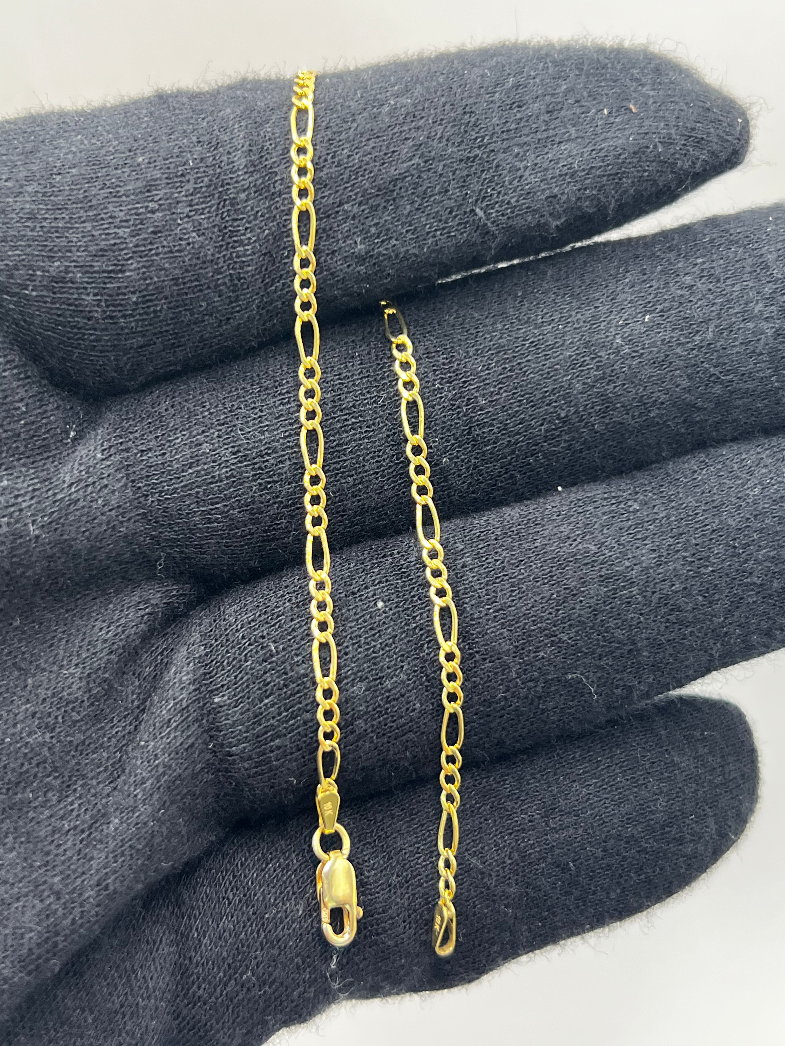 10K Yellow Gold Figaro Bracelet “7” – 2mm Classic Link Gold Bracelet