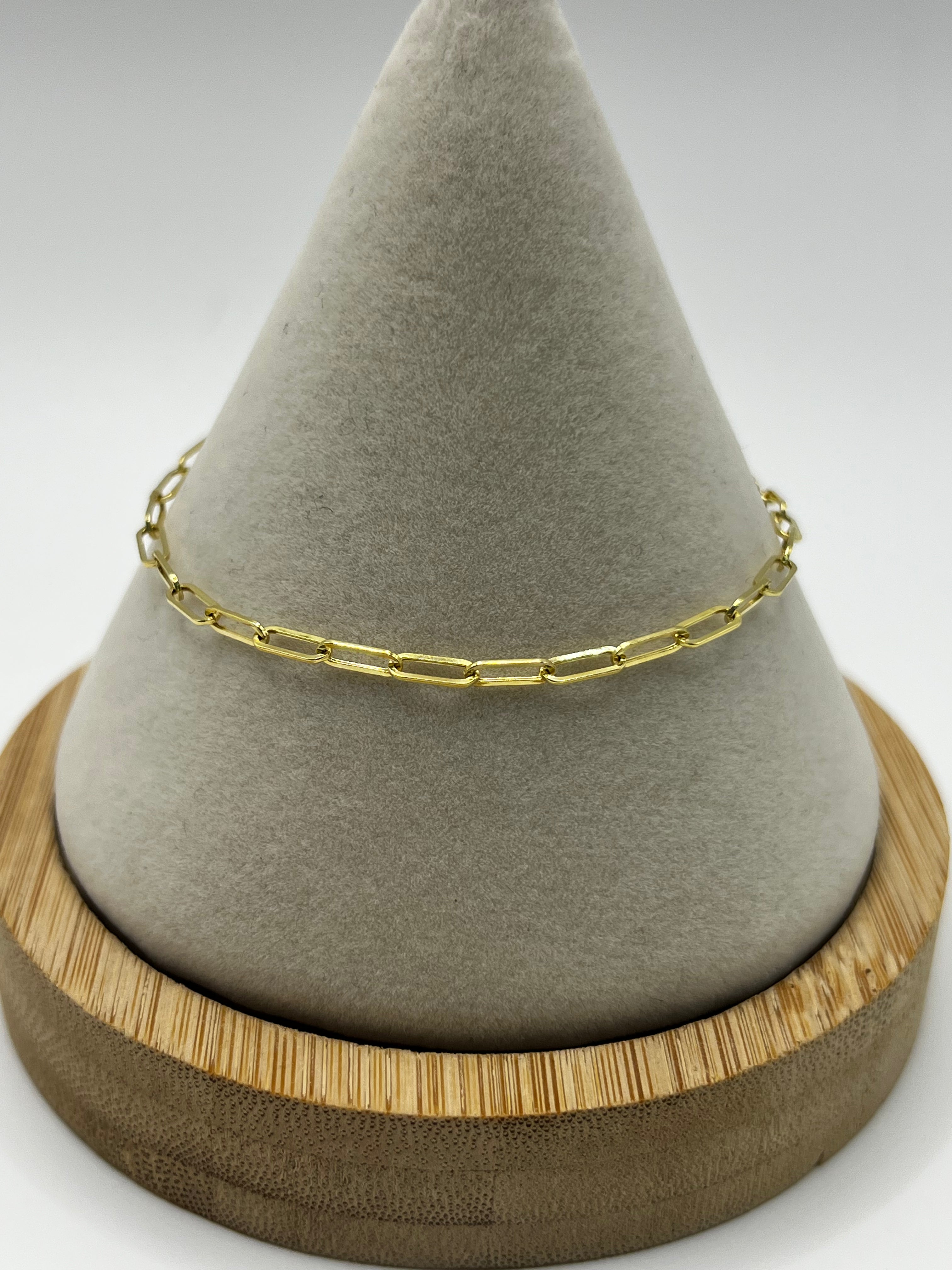 10K Yellow Gold paperclip Bracelet 7" – 2.5mm Classic Link Bracelet