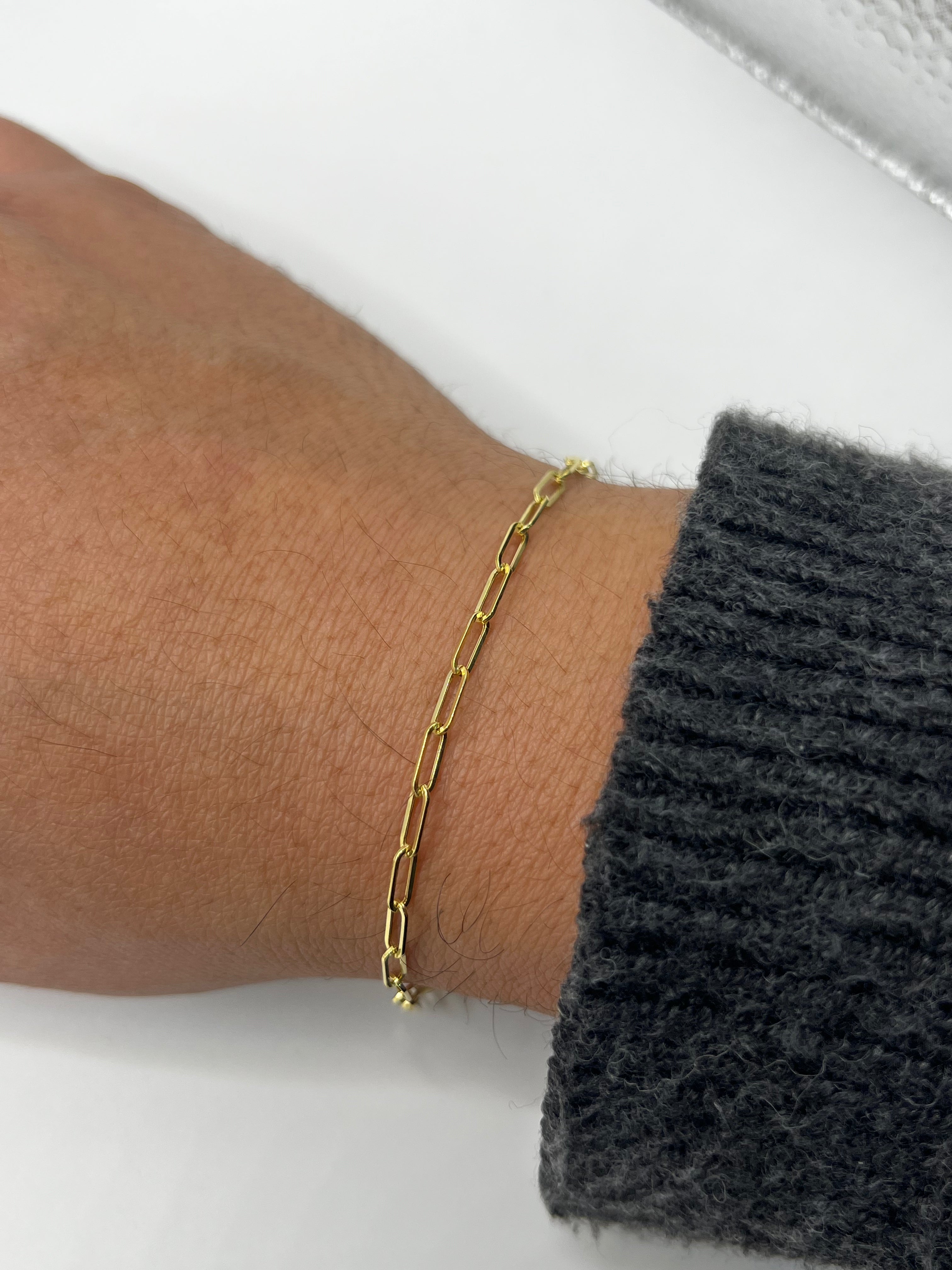 10K Yellow Gold paperclip Bracelet 7" – 2.5mm Classic Link Bracelet