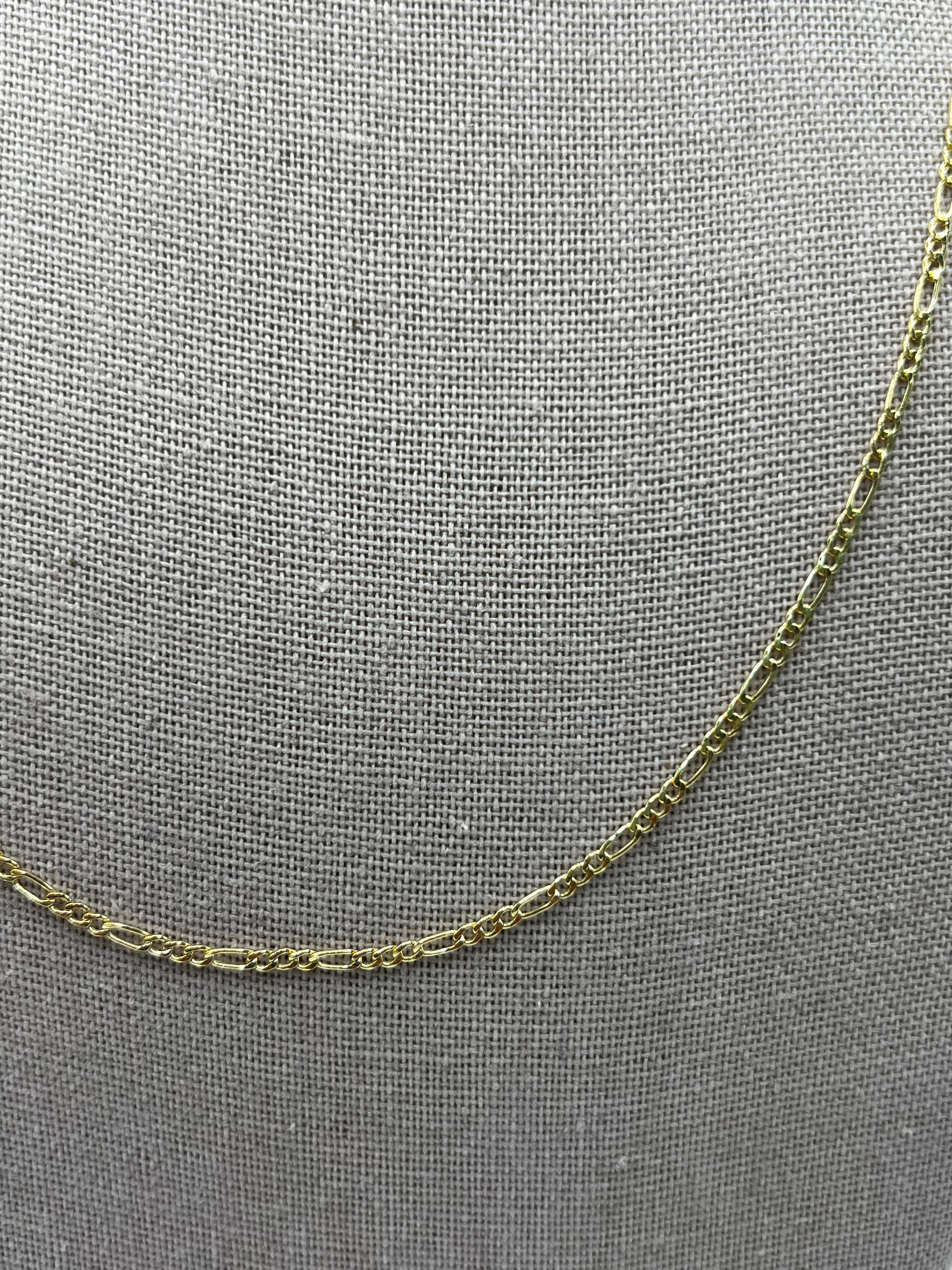 10K Yellow Gold Figaro Chain 20” – 2mm Classic Link Necklace Jewelry