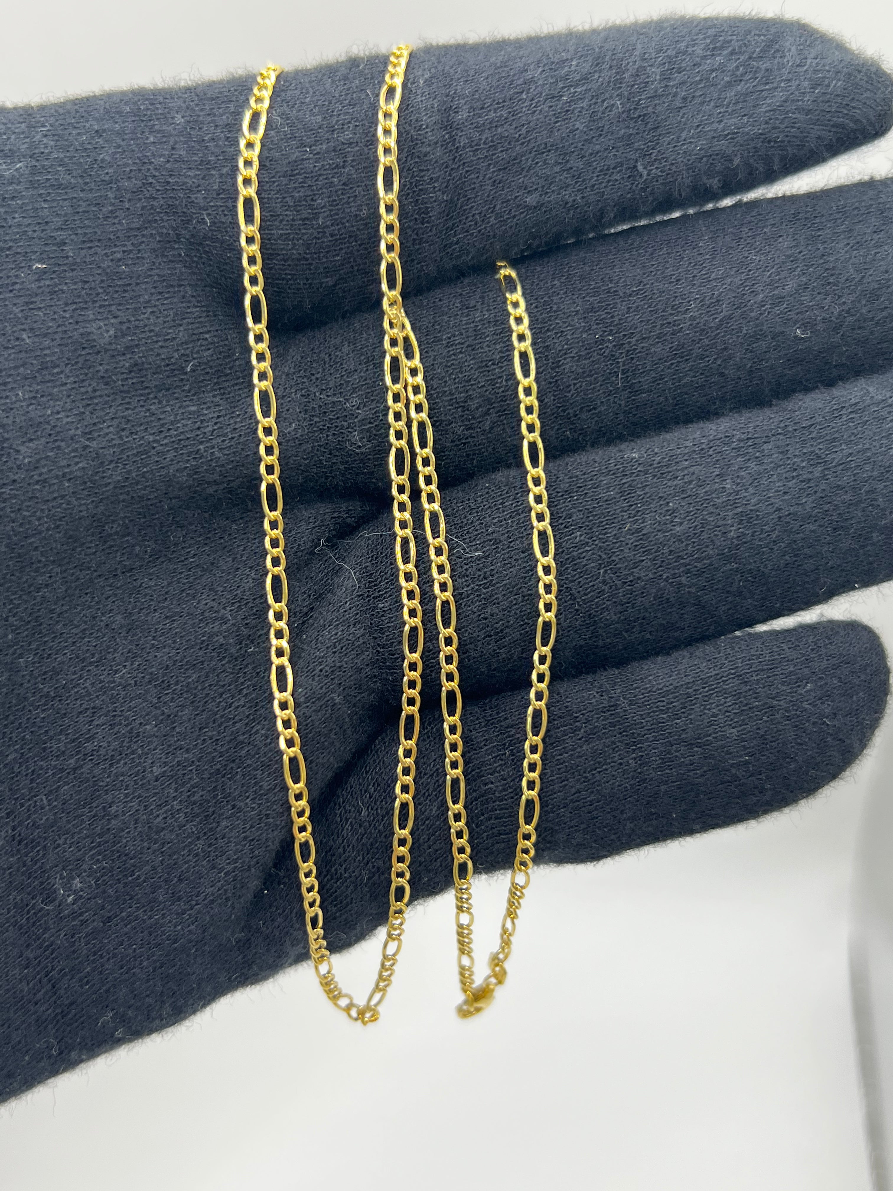10K Yellow Gold Figaro Chain 20” – 2mm Classic Link Necklace Jewelry