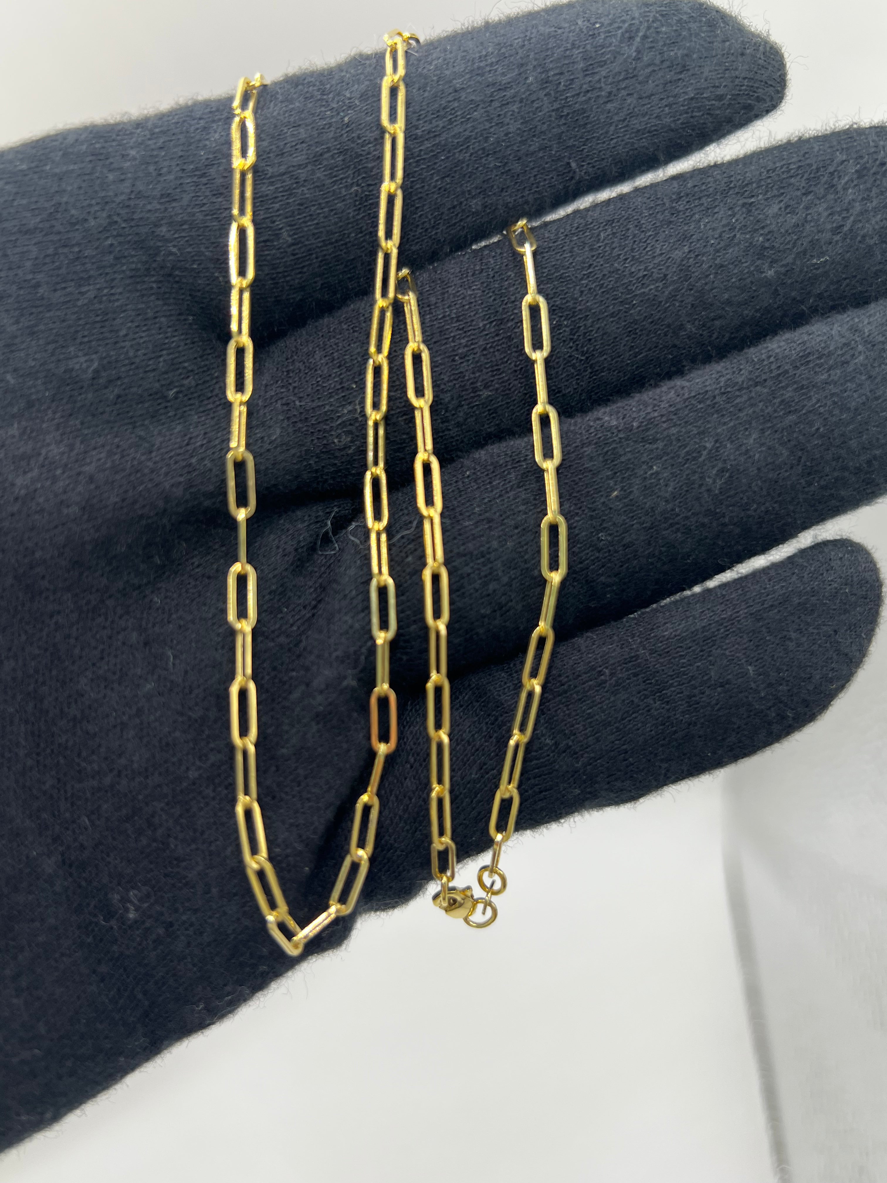 10K Yellow Gold Paperclip Chain 18” – 2.5mm Classic Link Necklace Jewelry