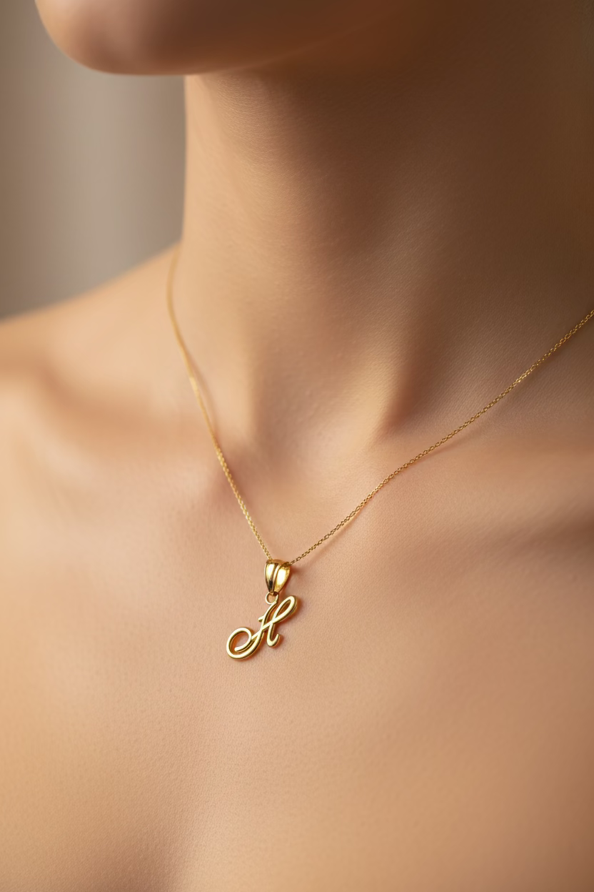 10K Yellow Gold Initial H Pendant – Personalized Letter Necklace Charm
