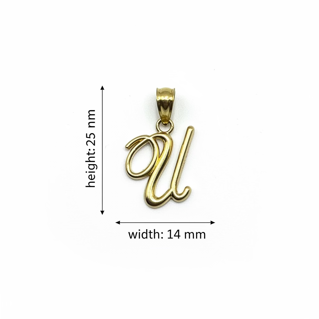 10K Yellow Gold Initial “U” Pendant – Personalized Letter Necklace Charm