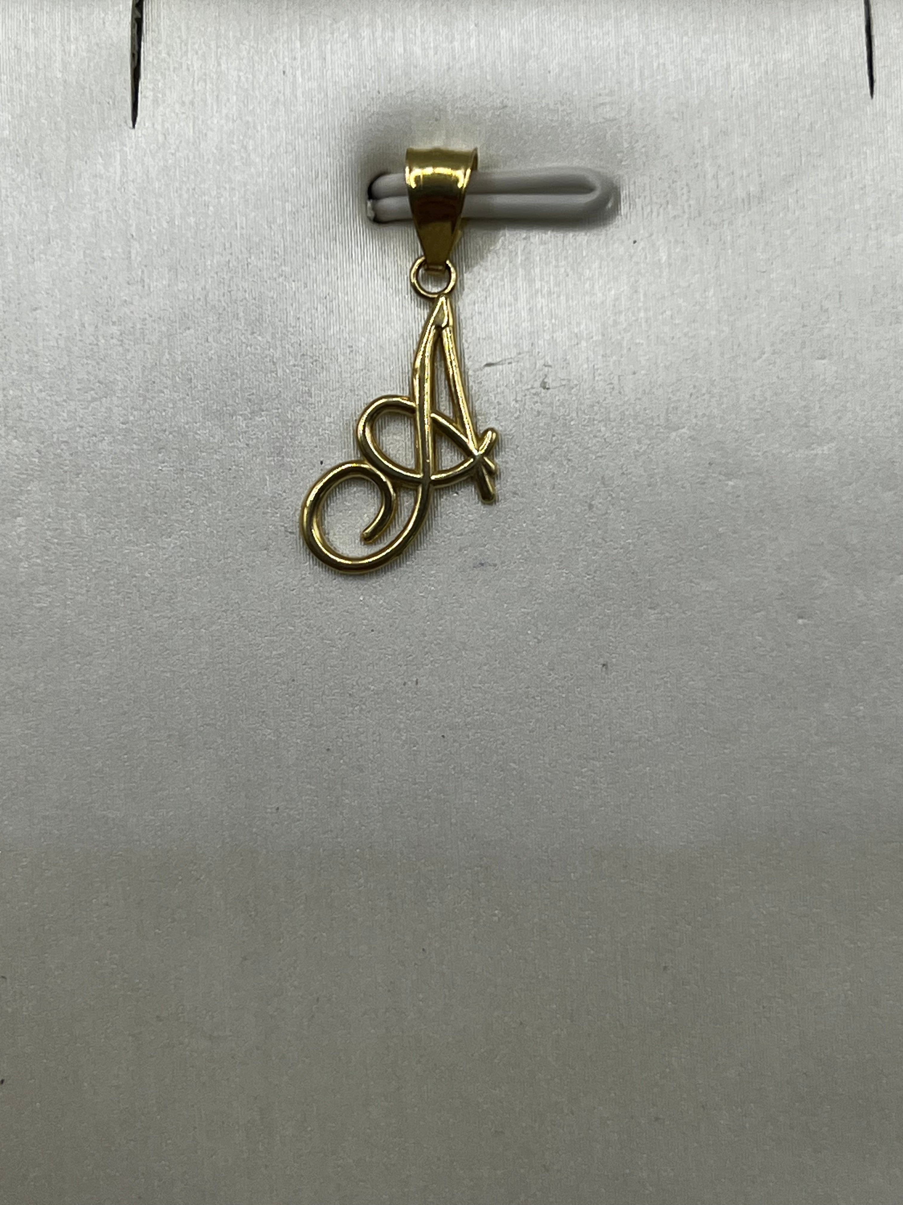 10K Yellow Gold Initial “A” Pendant – Personalized Letter Necklace Charm