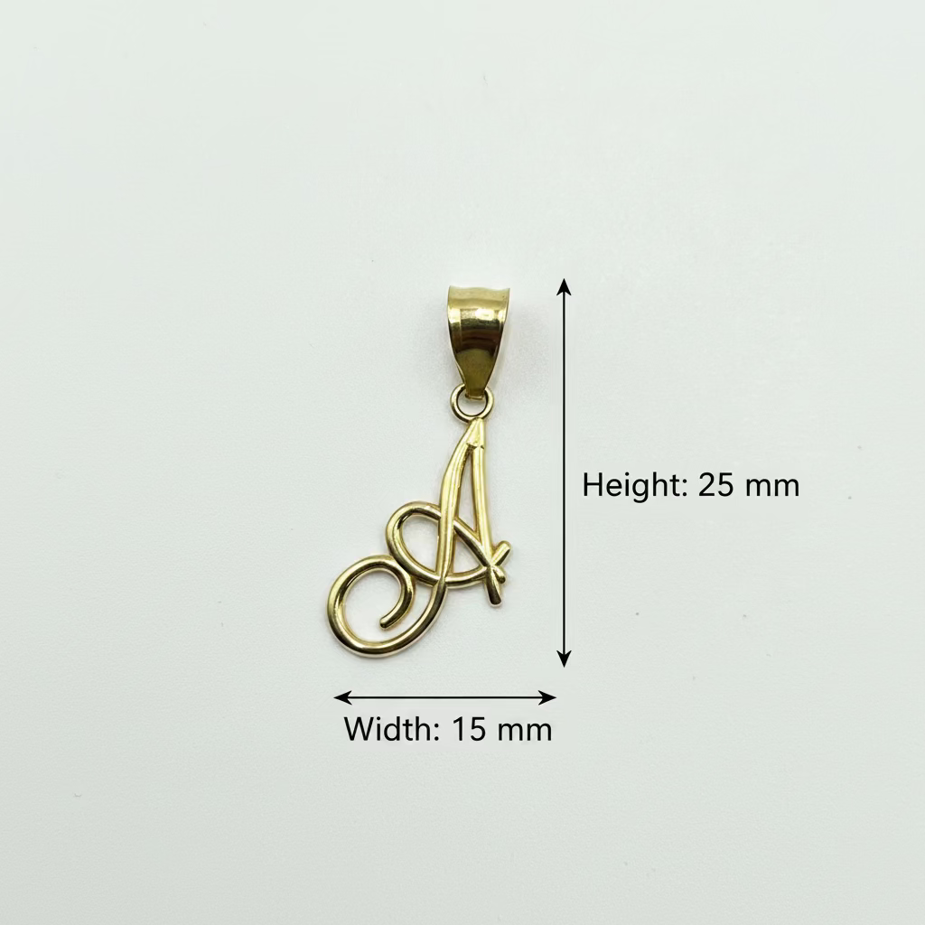 10K Yellow Gold Initial “A” Pendant – Personalized Letter Necklace Charm