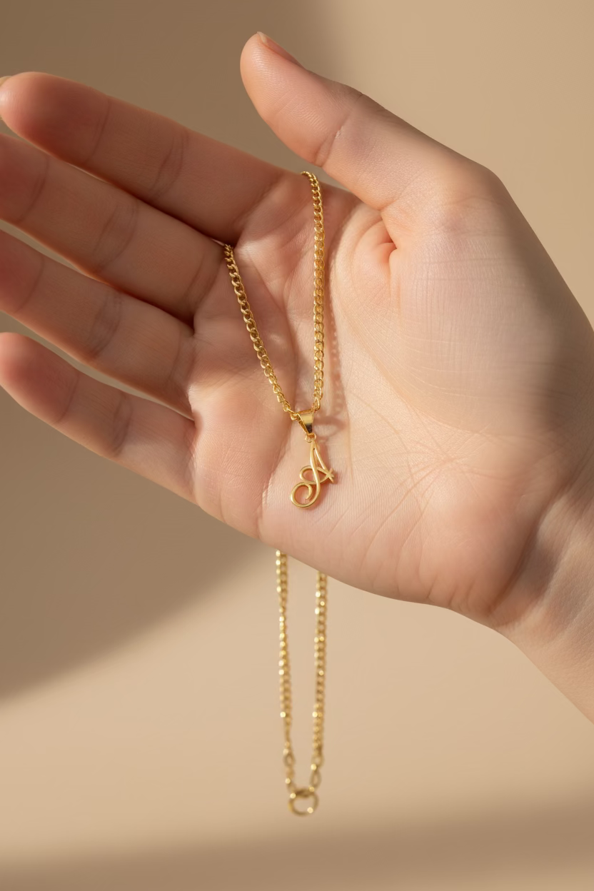 10K Yellow Gold Initial “A” Pendant – Personalized Letter Necklace Charm