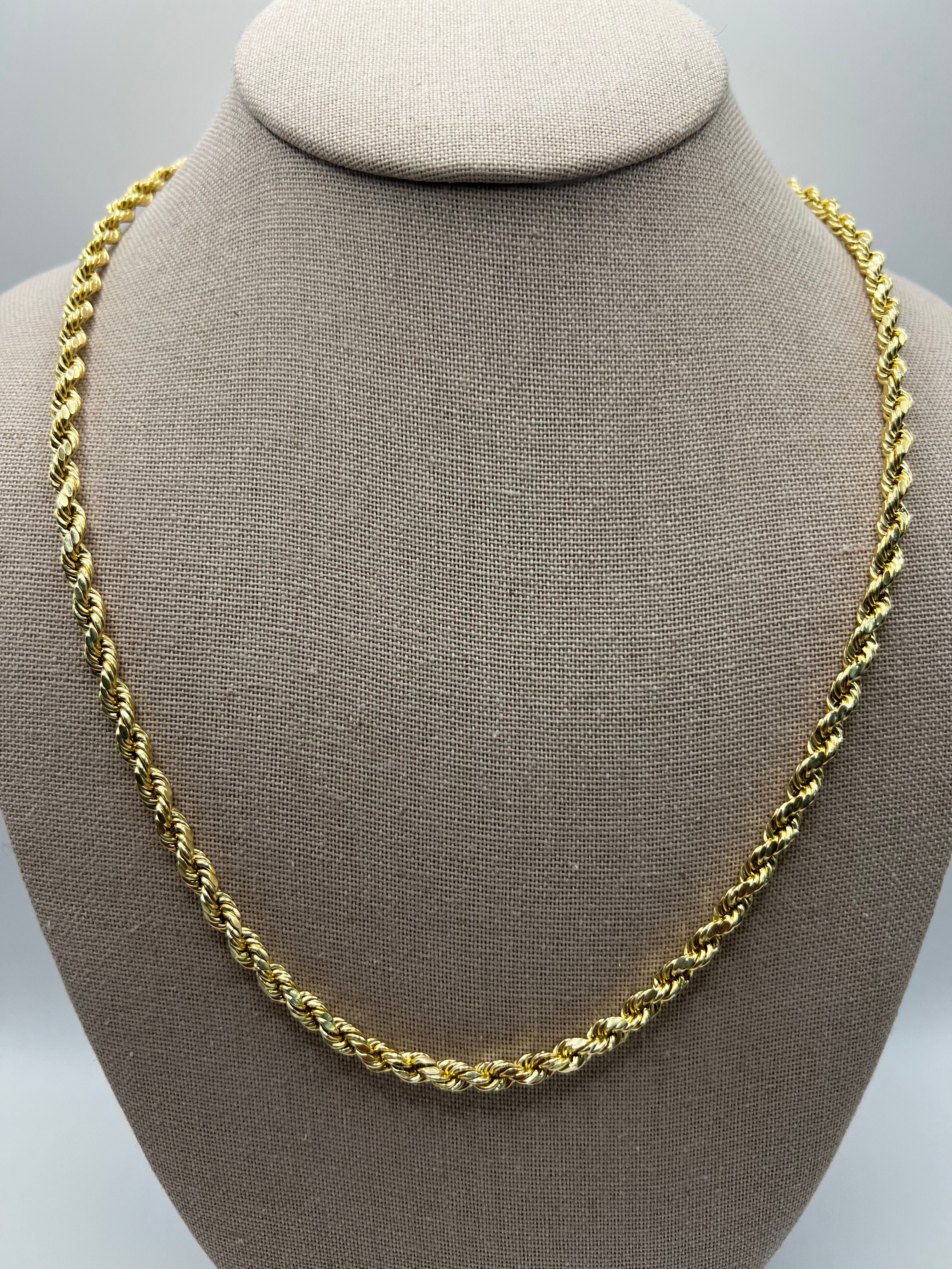 10K Yellow Gold Rope Chain 22" – 4.7mm Classic Twisted Necklace