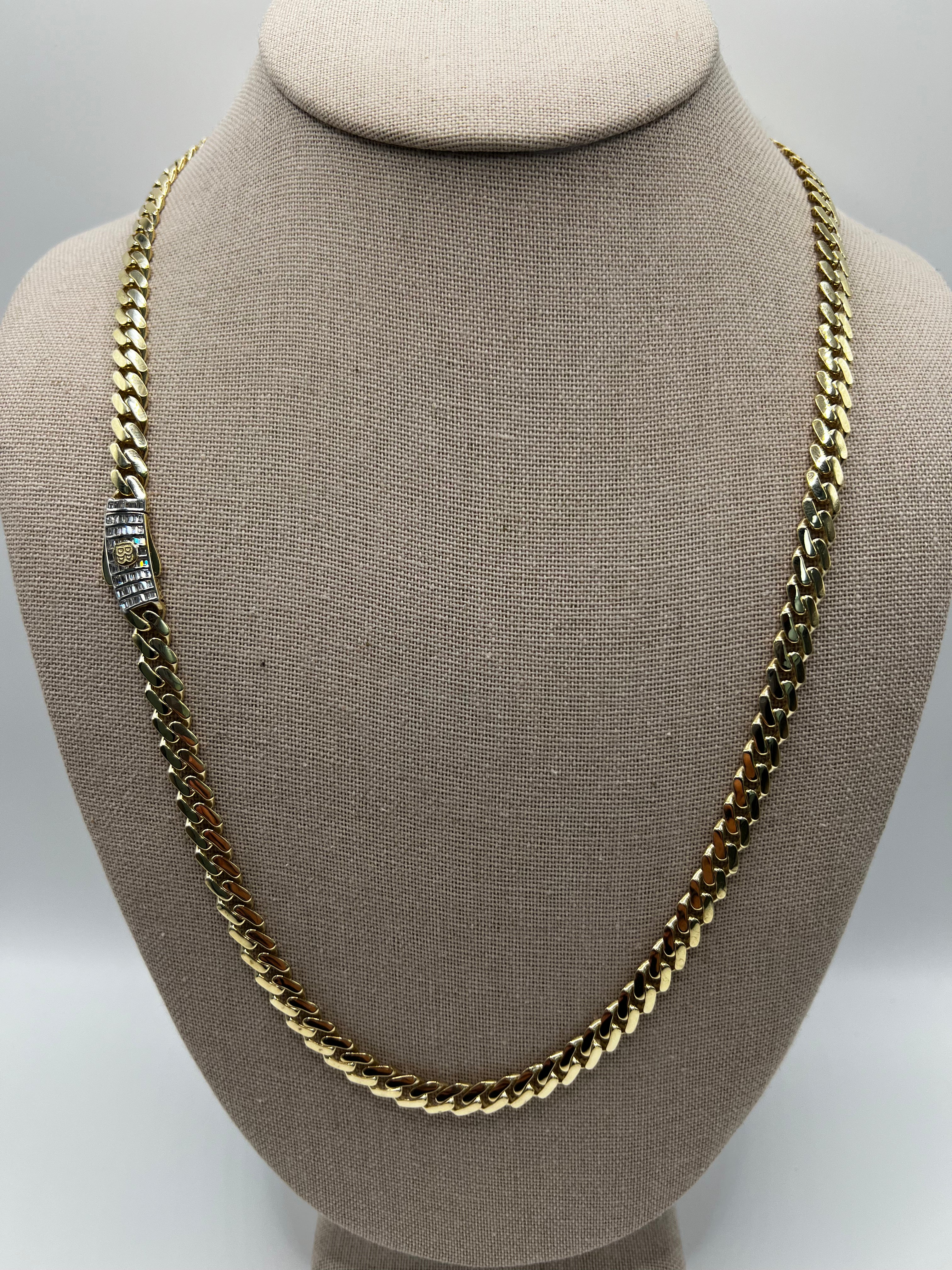 10K Yellow Gold Monaco/Italo Chain 24” – 7mm Classic Twisted Necklace Jewelry