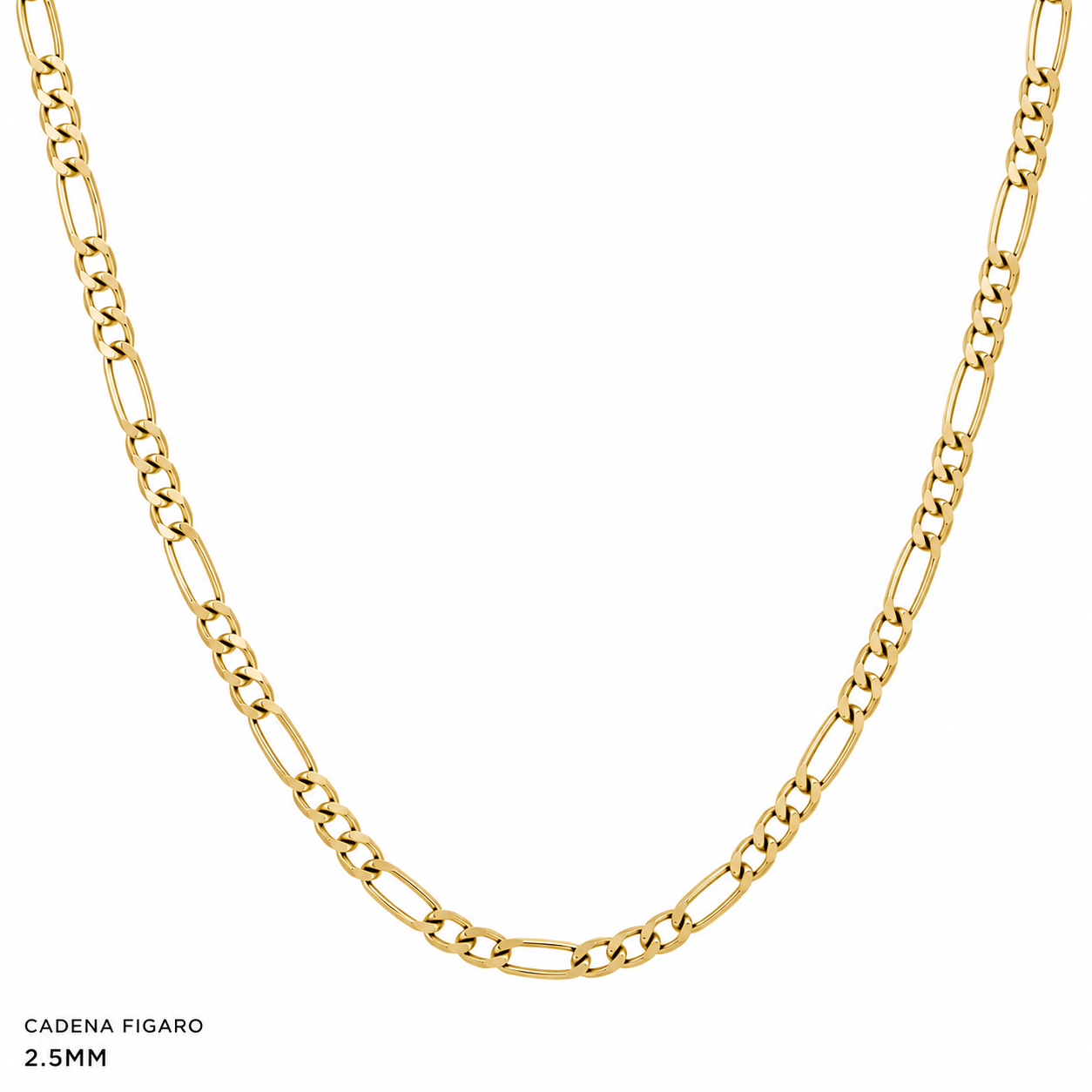 10K Yellow Gold Figaro Chain 20” – 2.5mm Classic Link Necklace Jewelry
