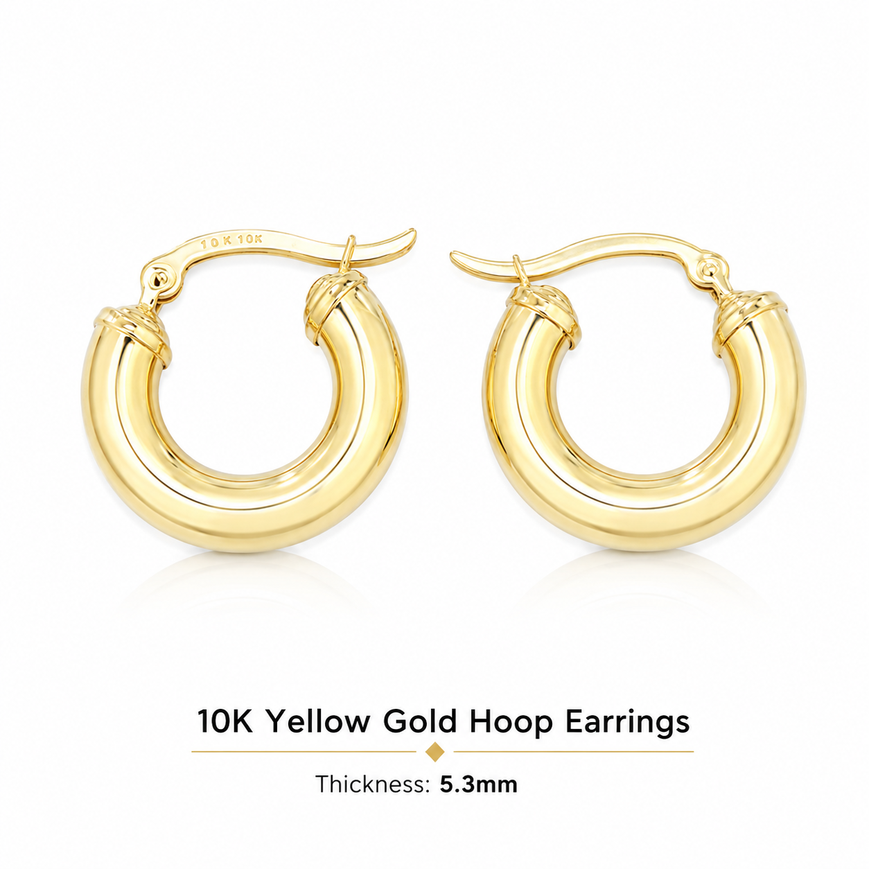 10K Yellow Gold Classic Hoop Earrings – 5.3mm