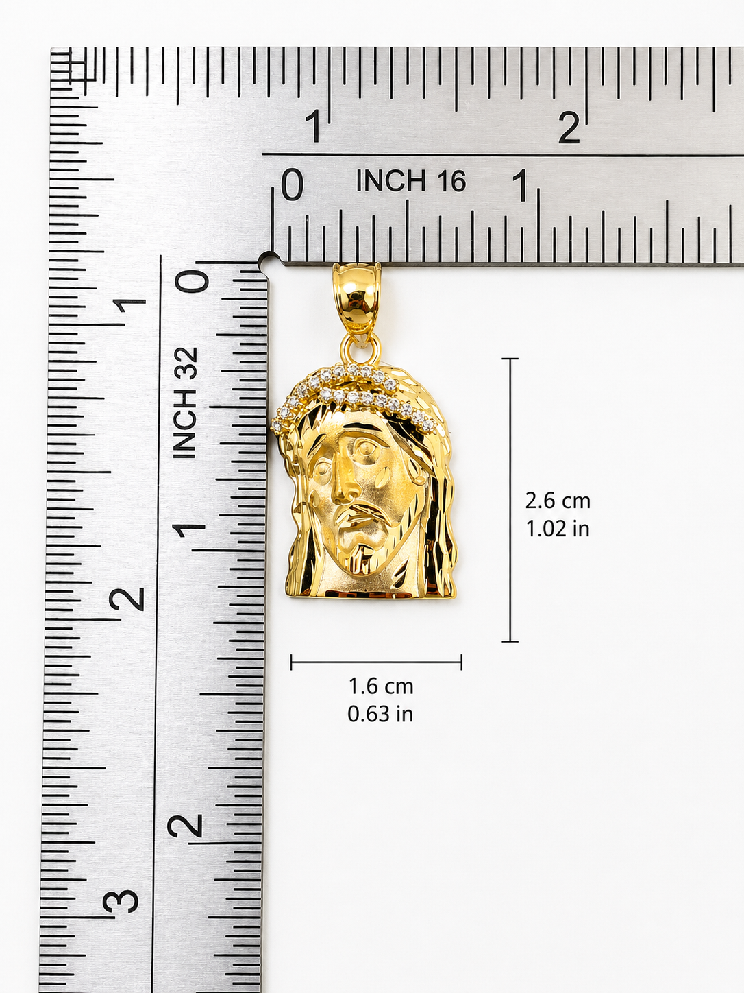 10K  Yellow Gold Jesus Face Pendant – Classic Religious Necklace Charm