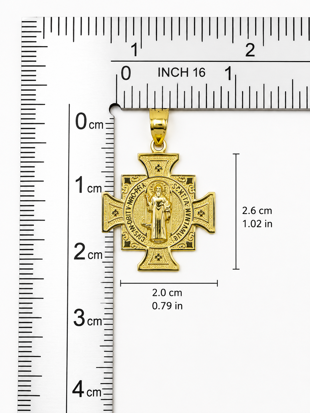 10K Yellow Gold St. Benedict Pendant – Religious Protection Medal Charm