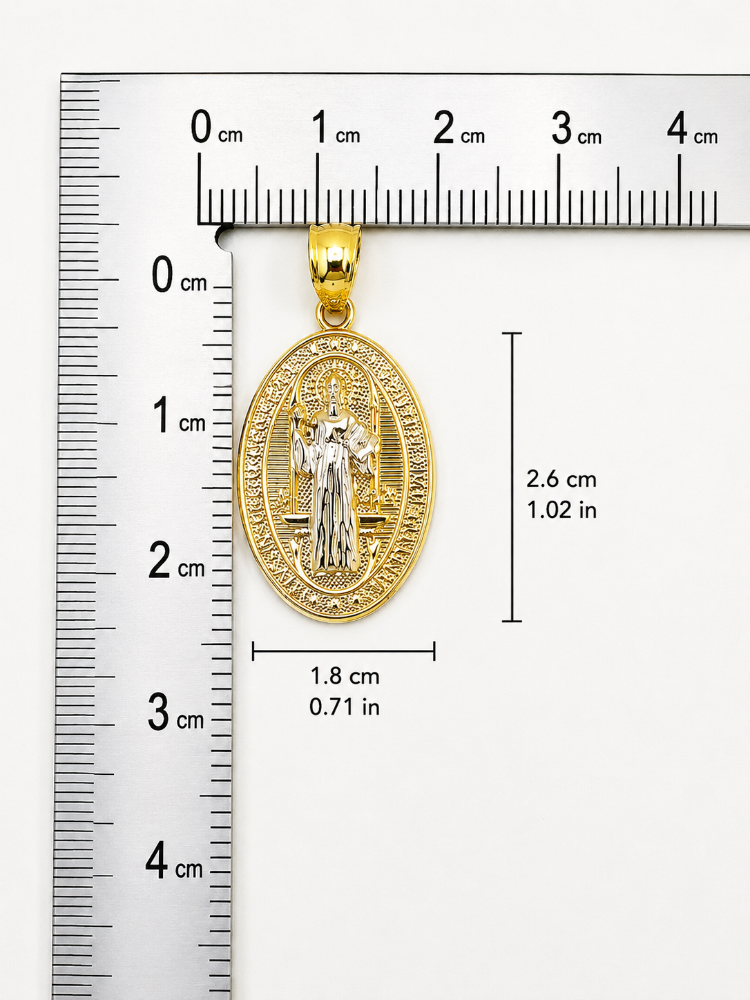 10K Yellow Gold St. Benedict Pendant – Religious Protection Medal Charm