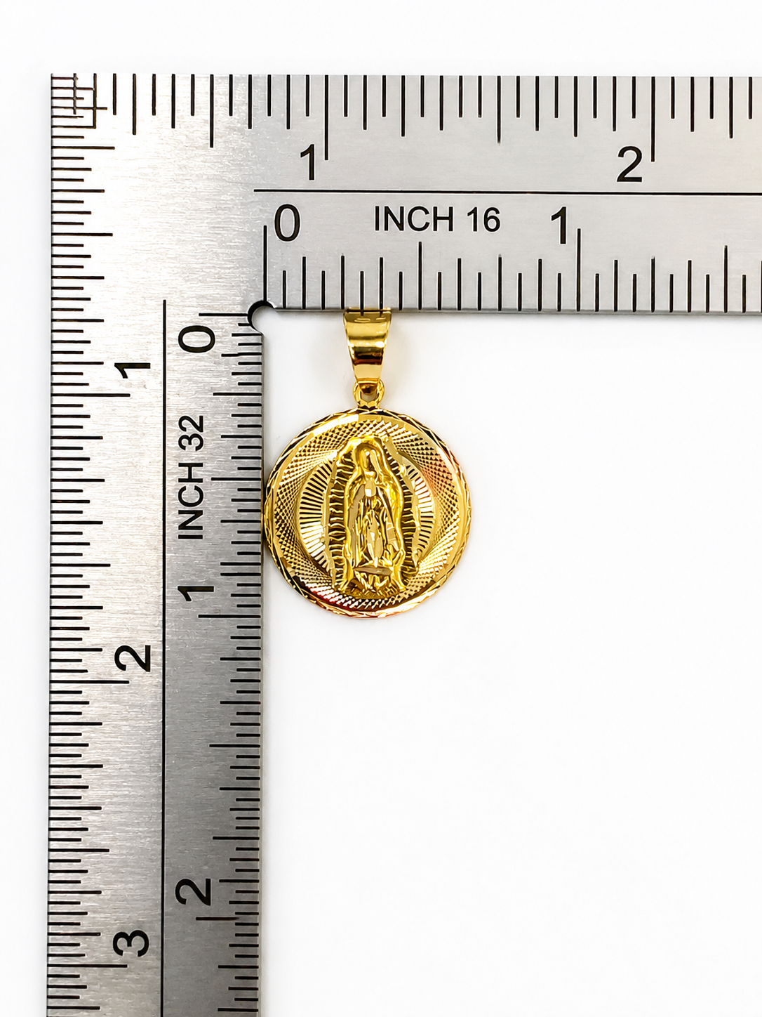 10K Yellow Gold Guadalupe Pendant – Religious Virgin Mary Gold Necklace Charm
