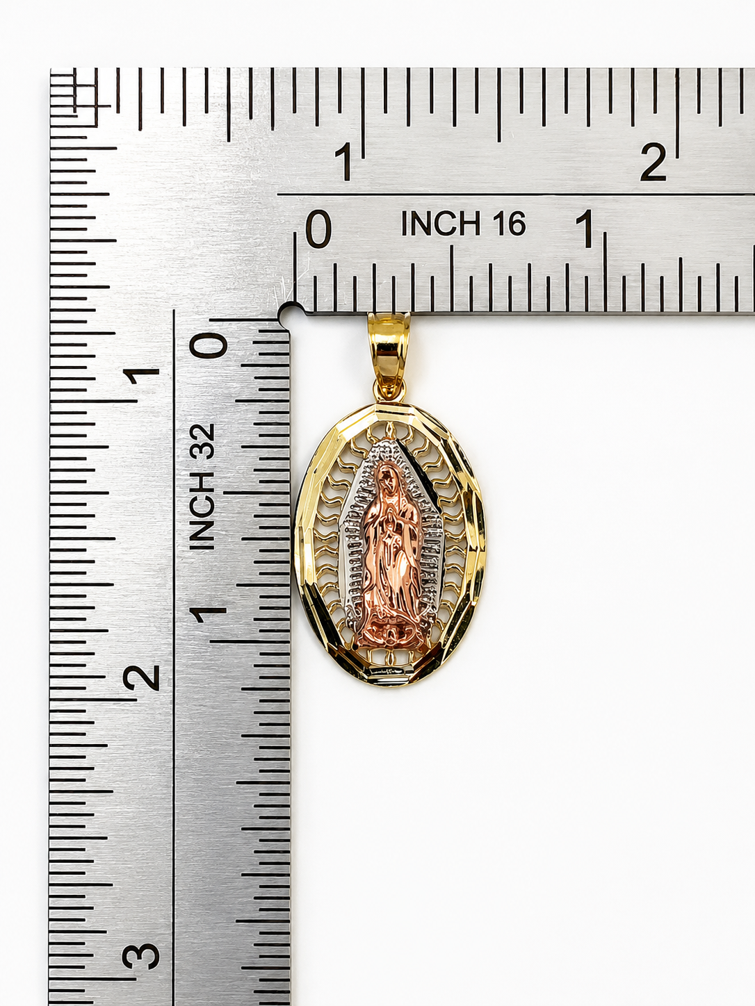 10K Yellow Gold Guadalupe Pendant – Religious Virgin Mary Gold Necklace Charm