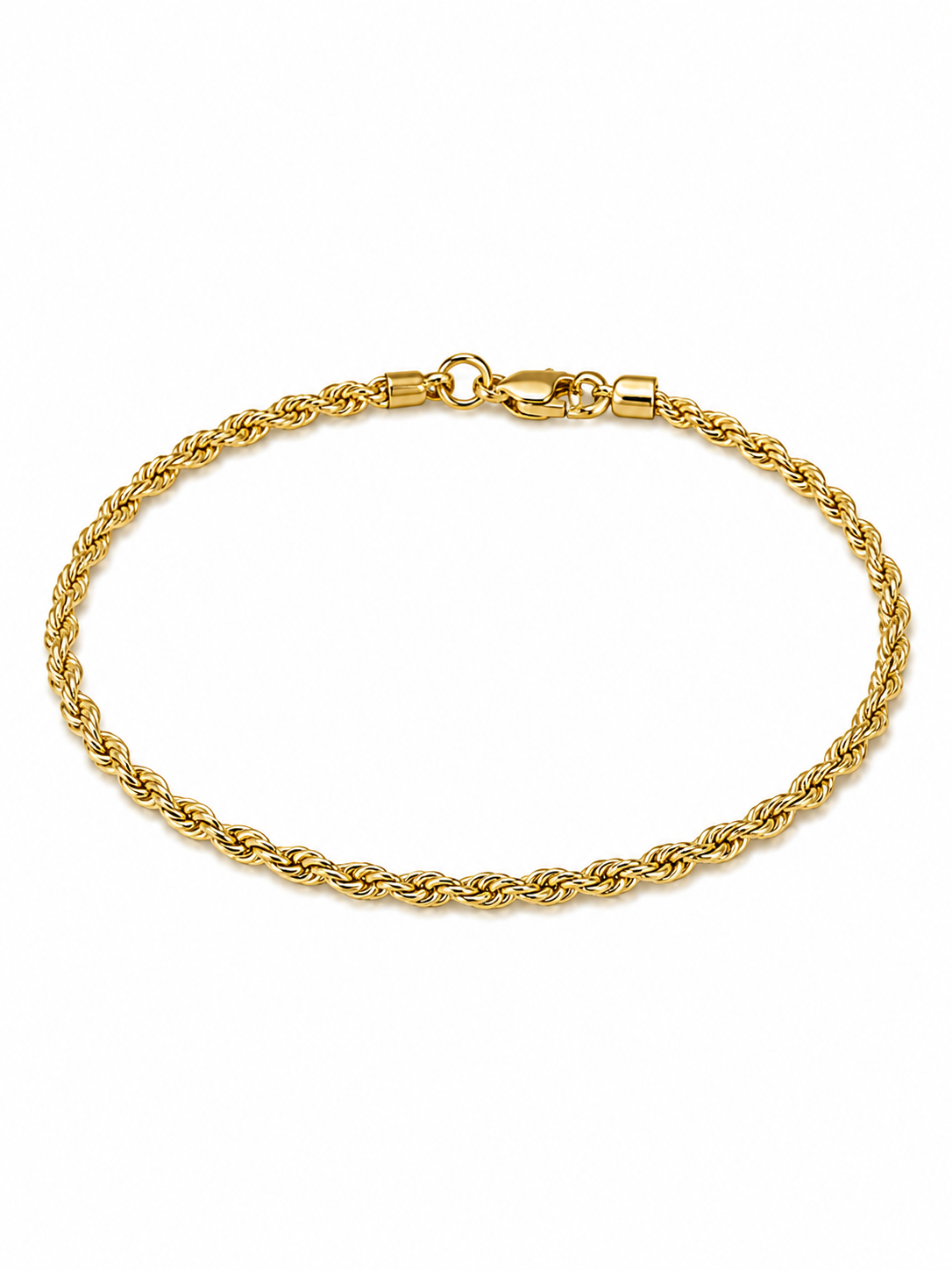 10K Yellow Gold Rope Bracelet – 2mm Size 7.5